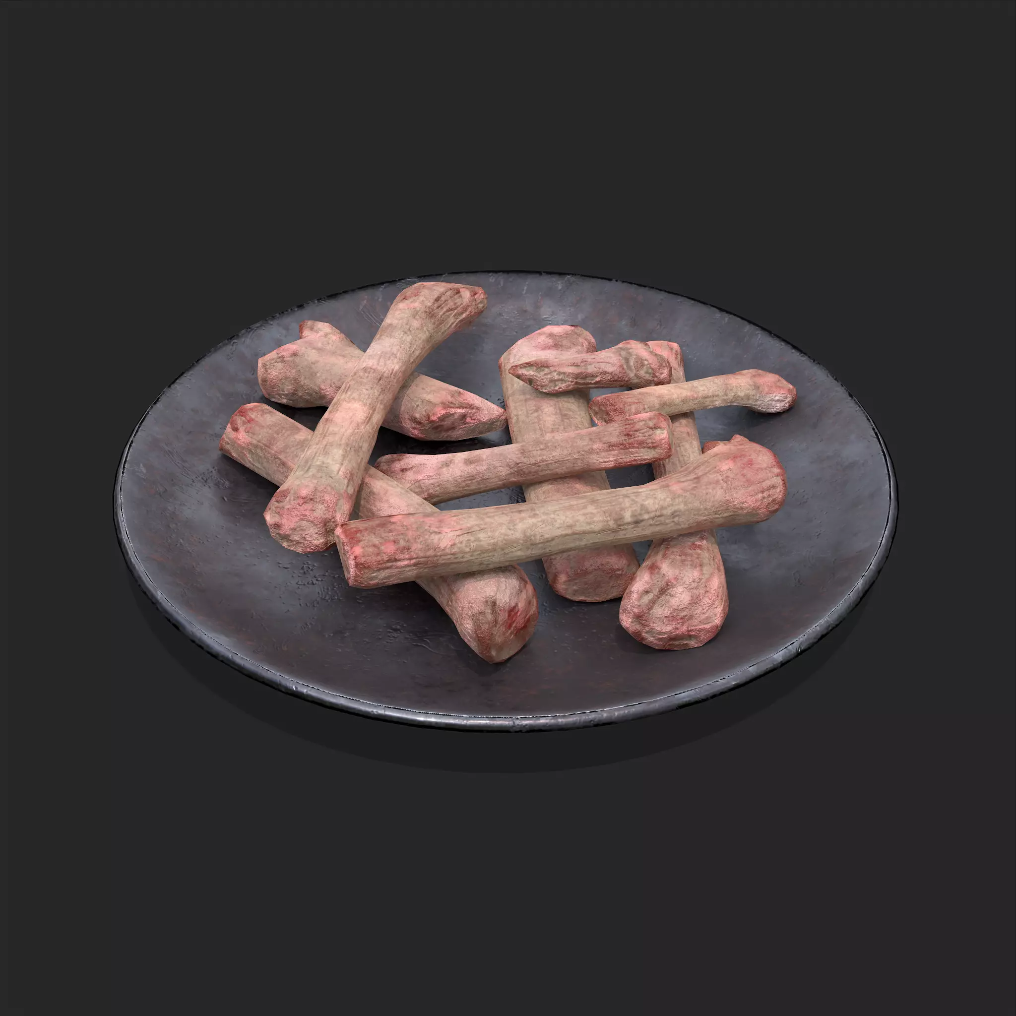 Bones on Plate Low-poly 3D model_0