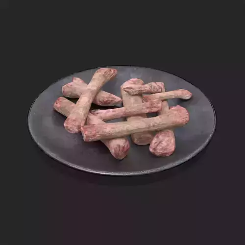 Bones on Plate Low-poly 3D model