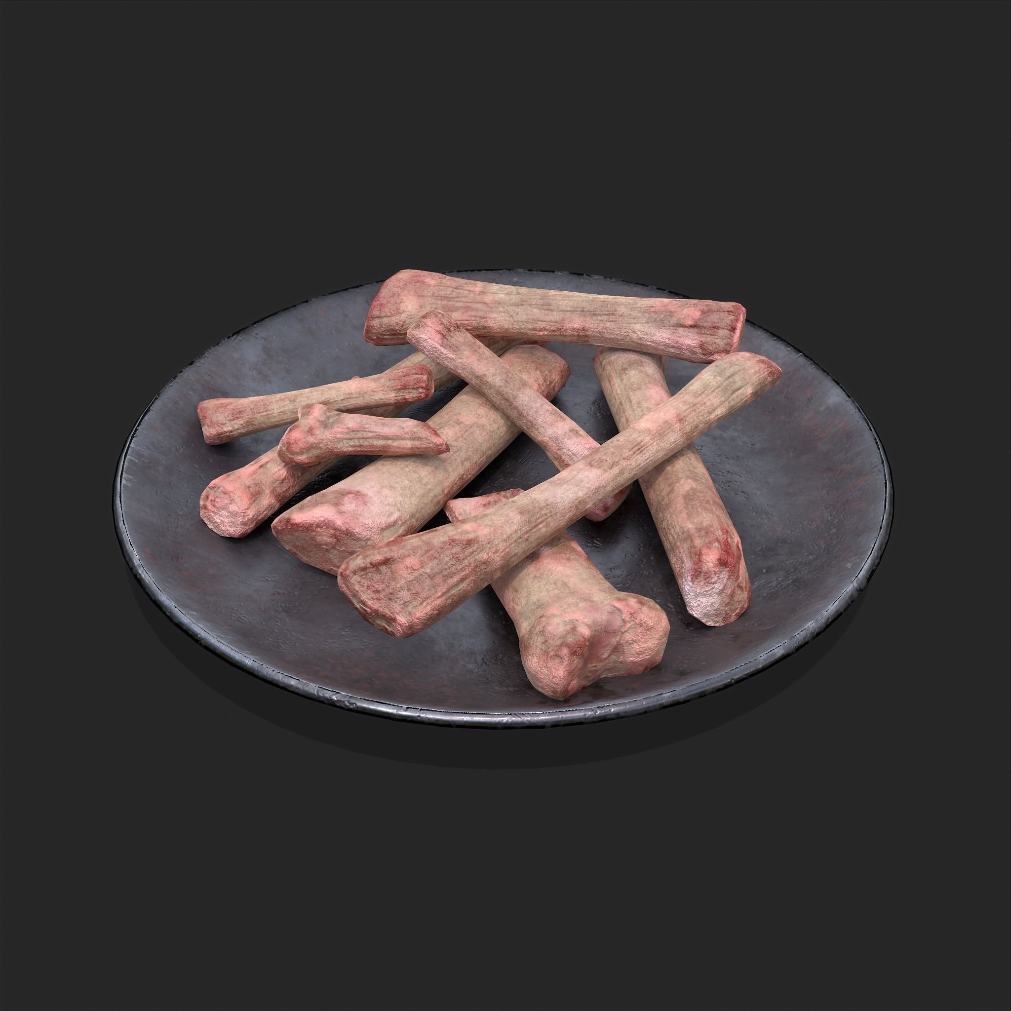 Bones on Plate Low-poly 3D model_5