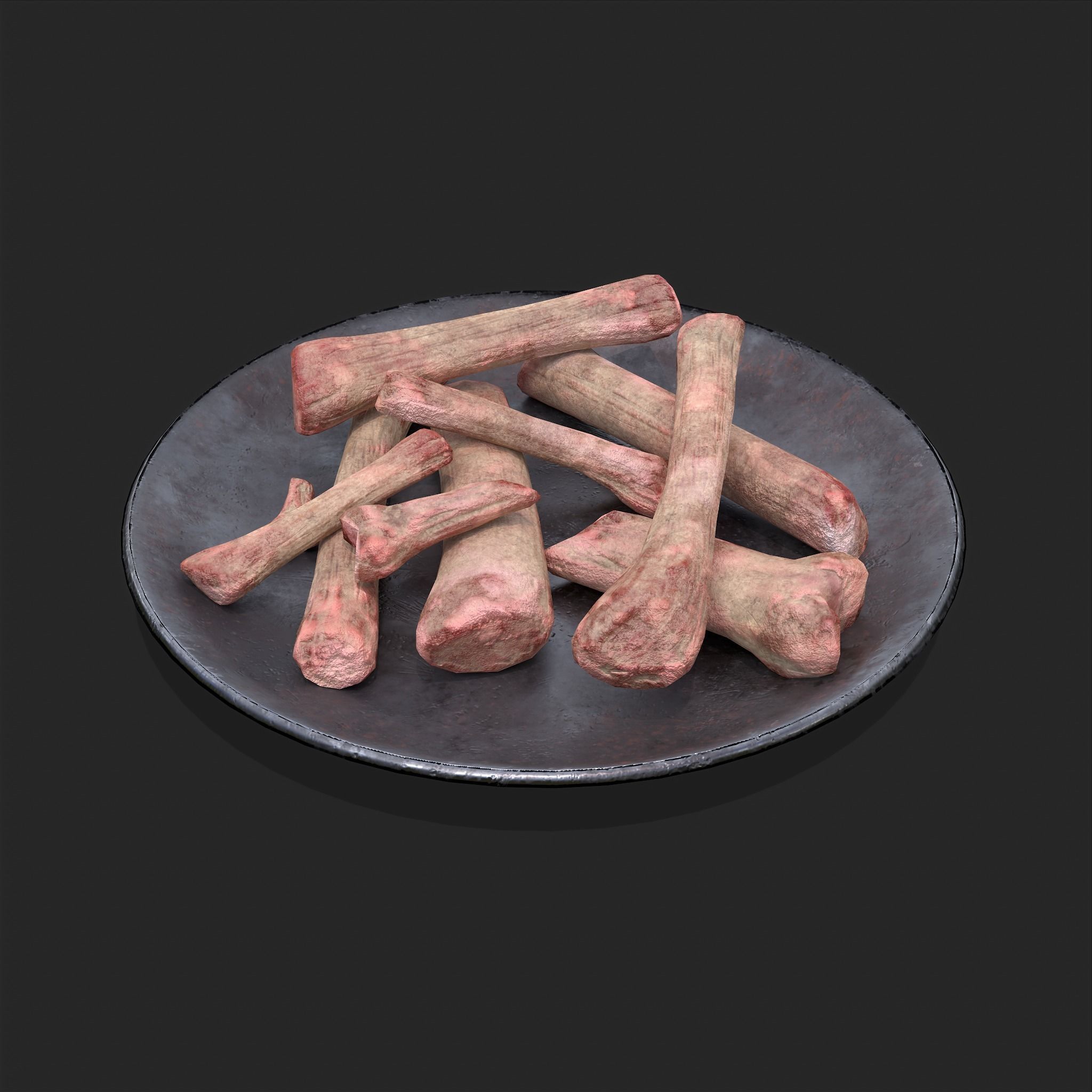Bones on Plate Low-poly 3D model_6