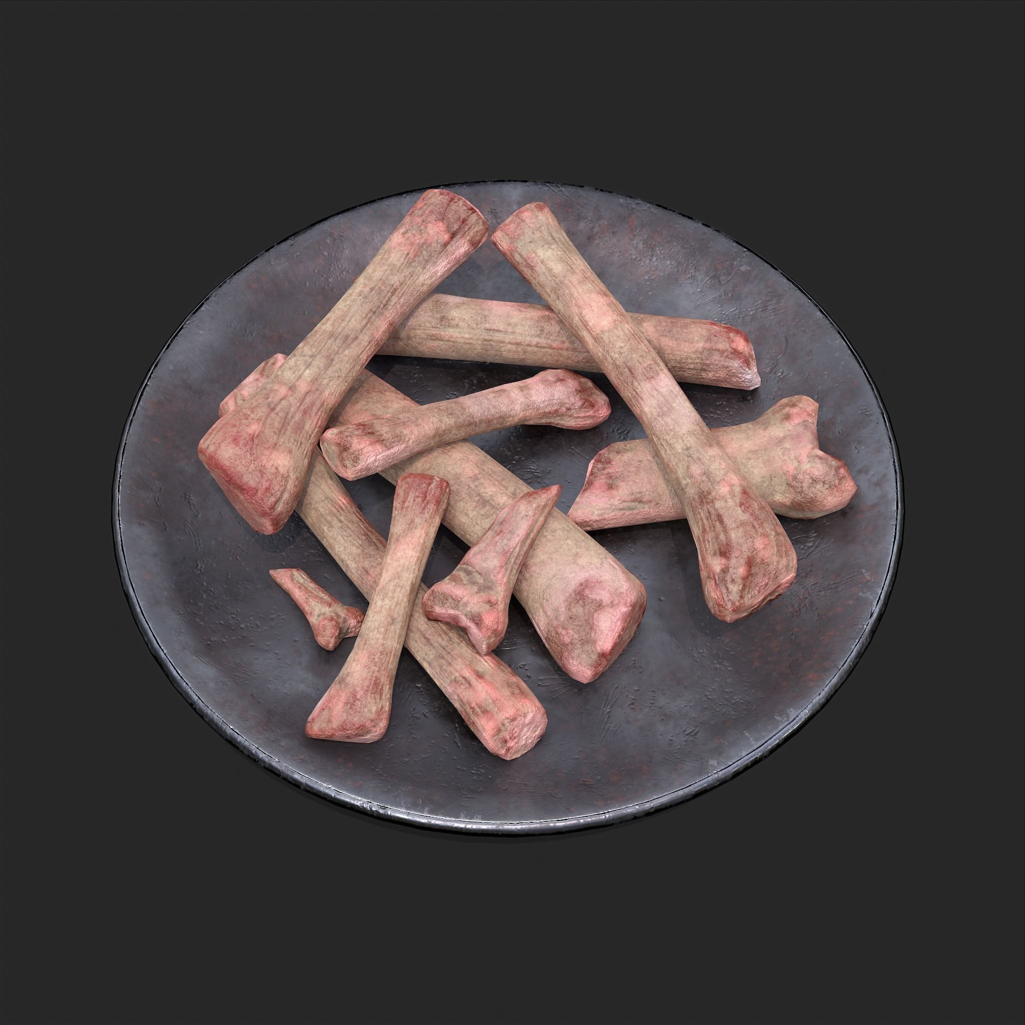 Bones on Plate Low-poly 3D model_20