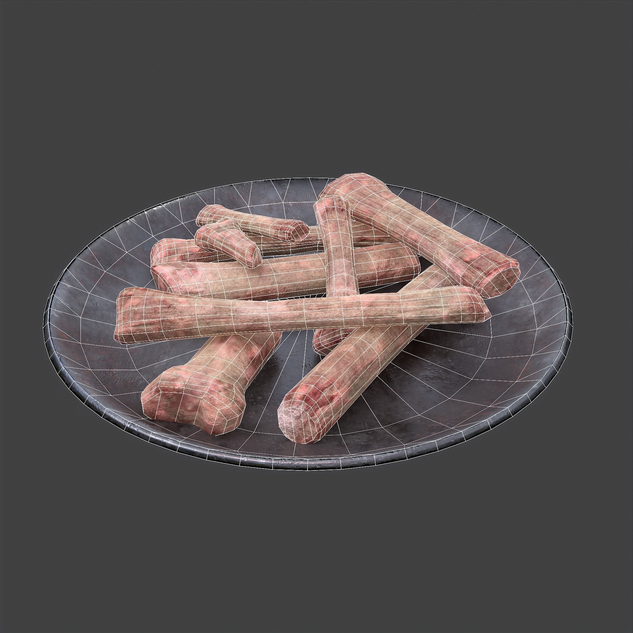 Bones on Plate Low-poly 3D model_32