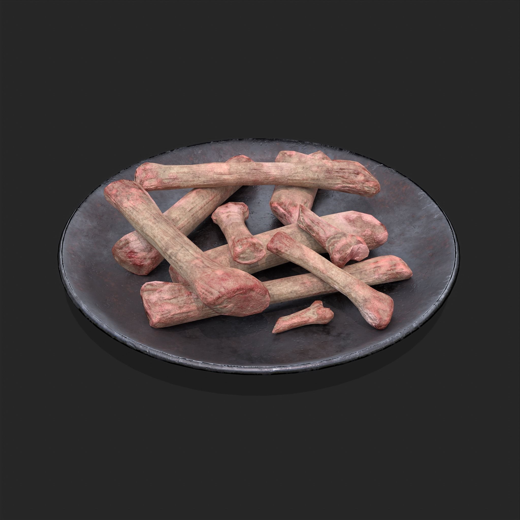 Bones on Plate Low-poly 3D model_9