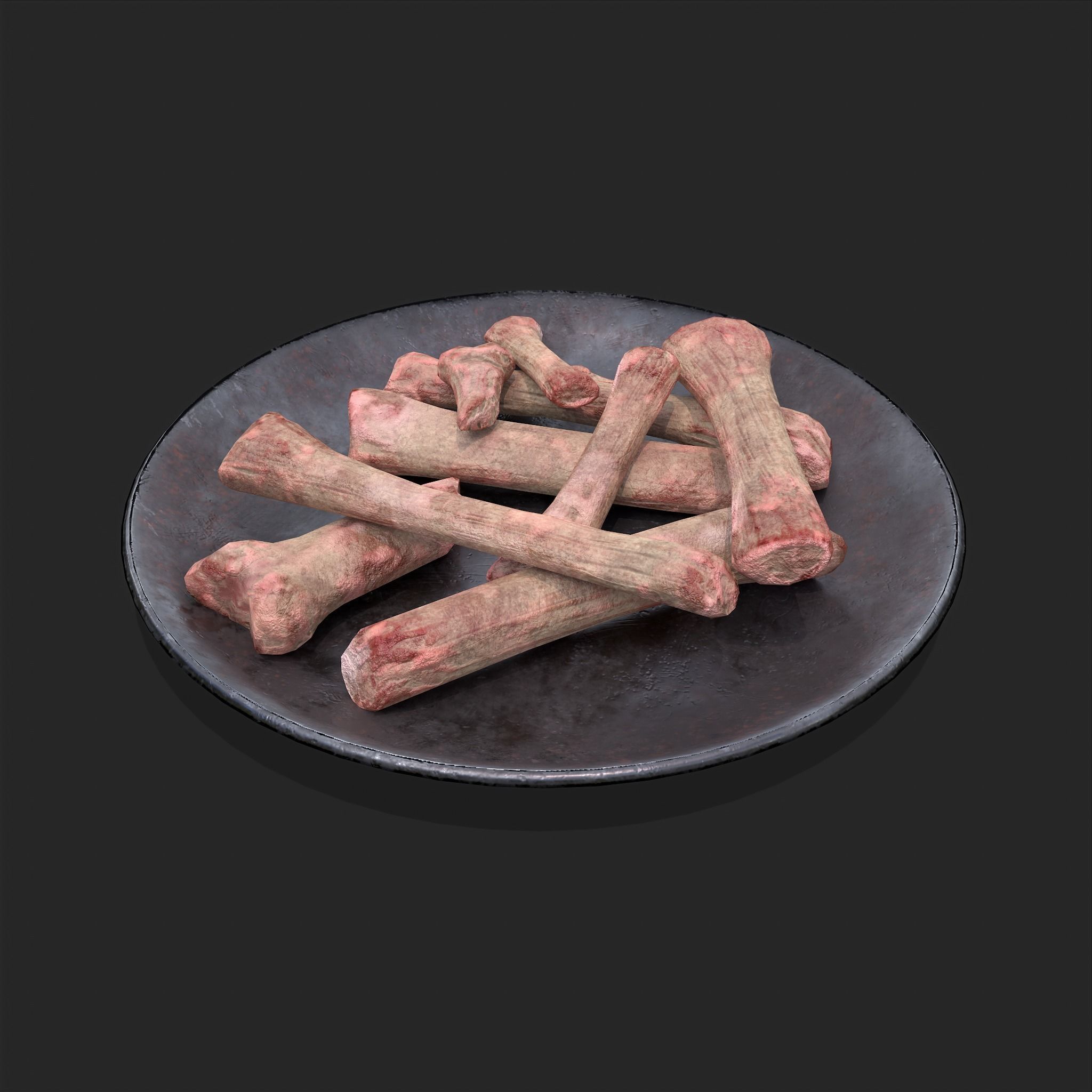 Bones on Plate Low-poly 3D model_3
