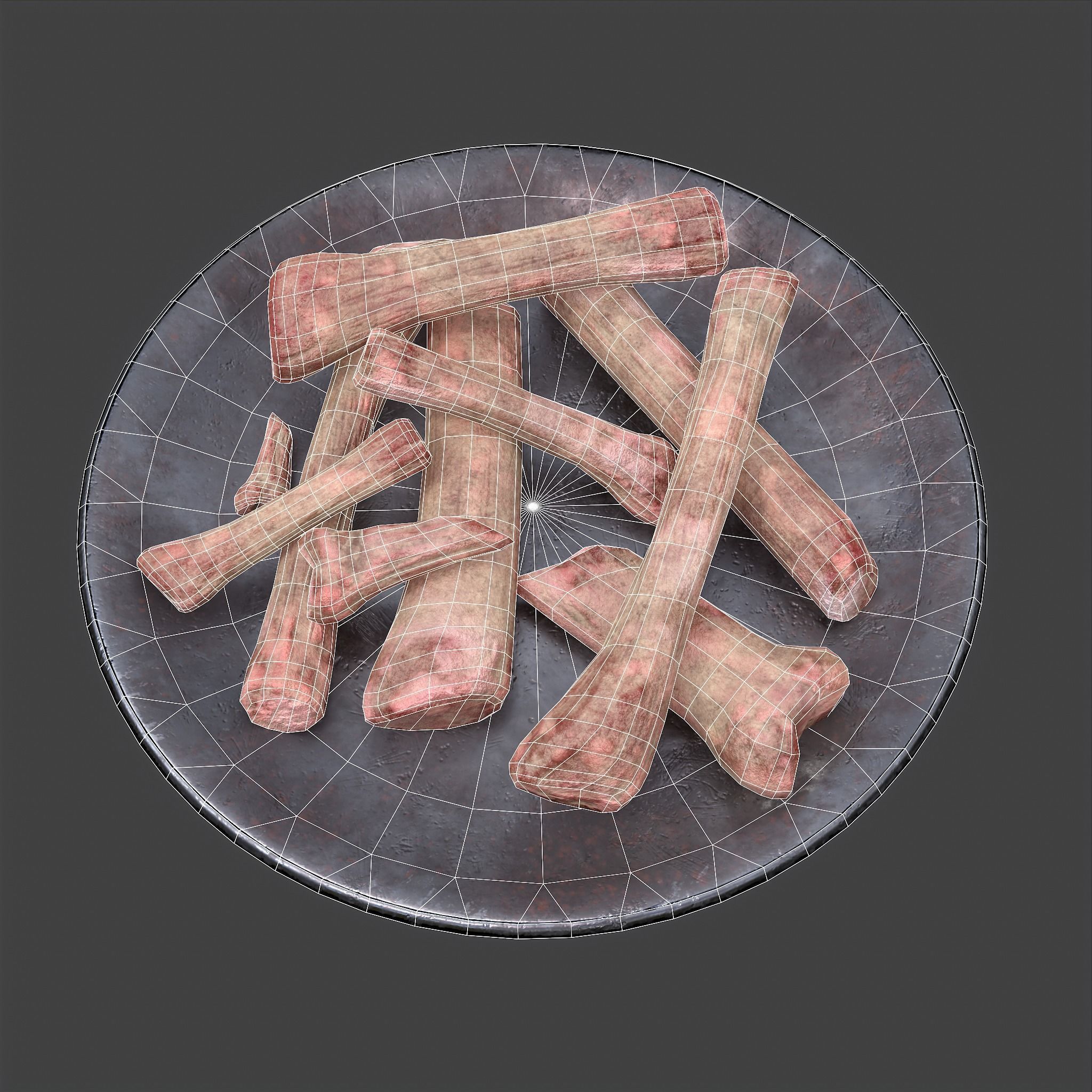 Bones on Plate Low-poly 3D model_41