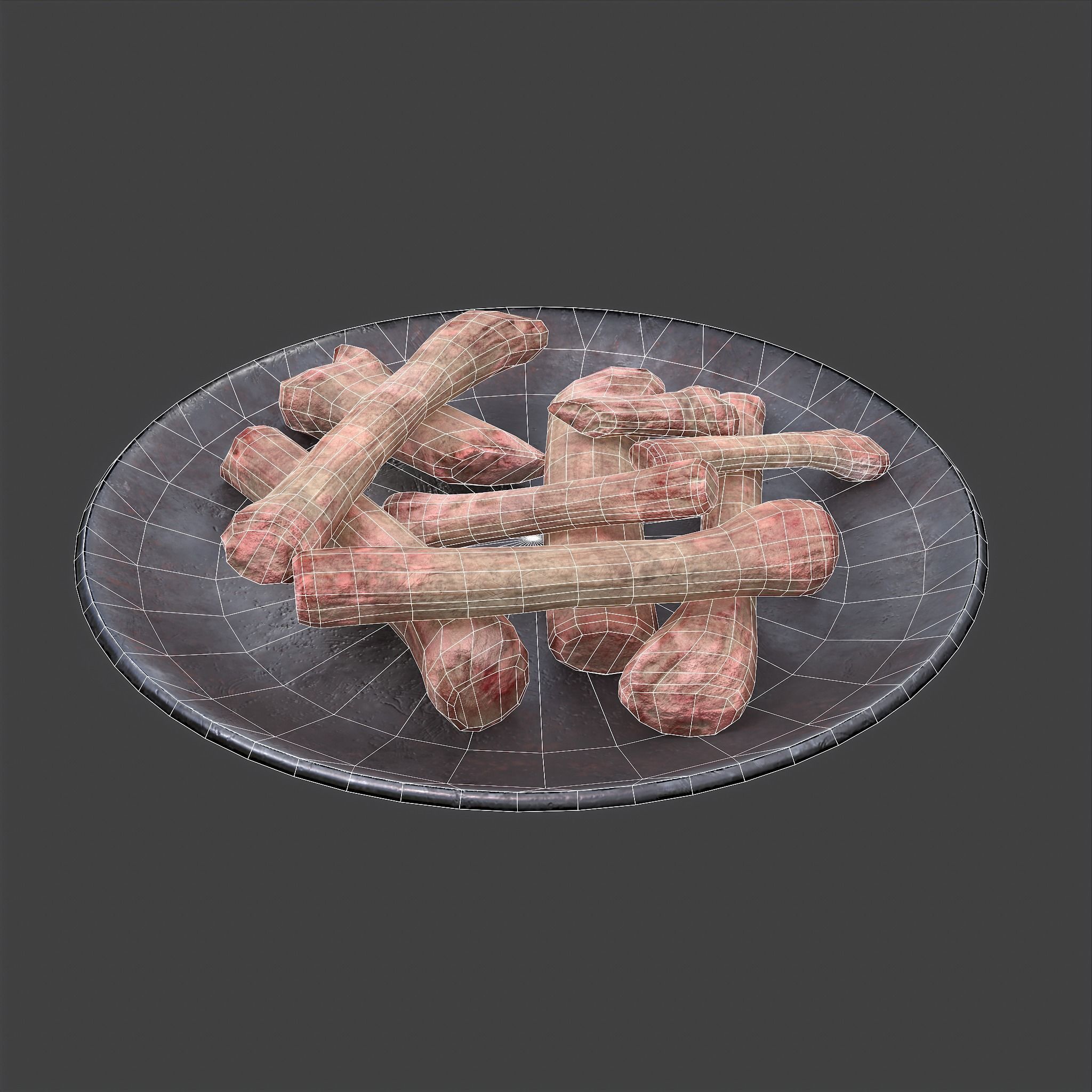 Bones on Plate Low-poly 3D model_24