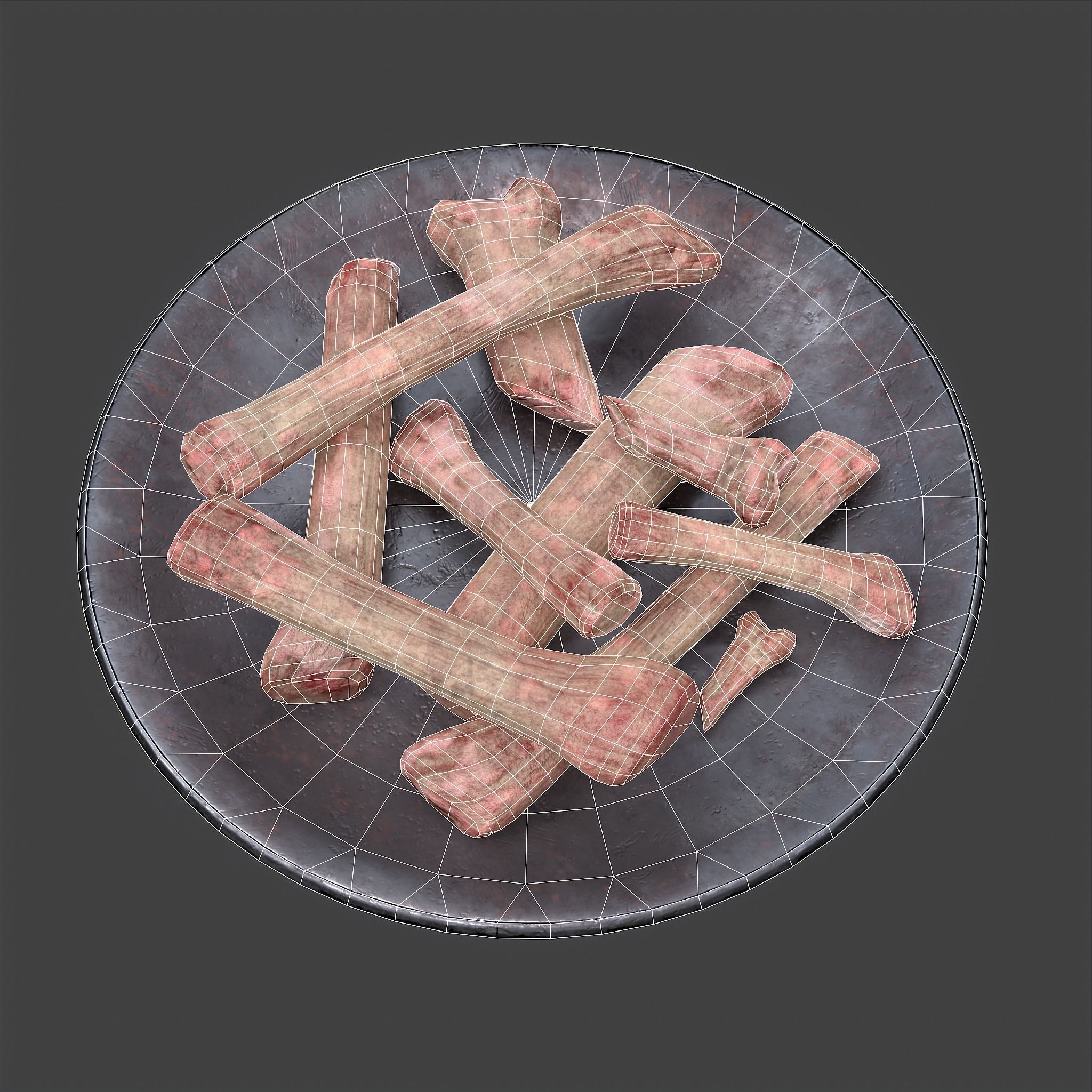 Bones on Plate Low-poly 3D model_38