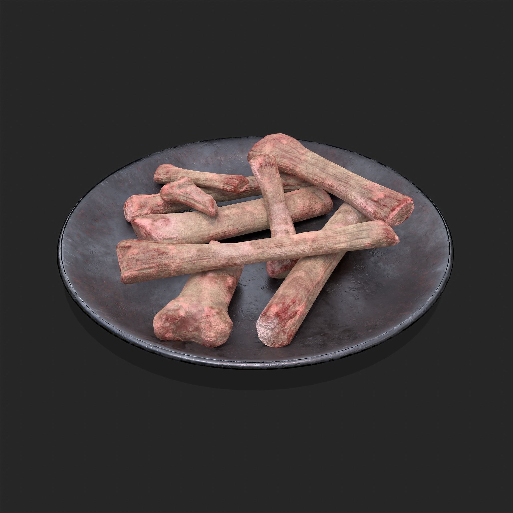 Bones on Plate Low-poly 3D model_4