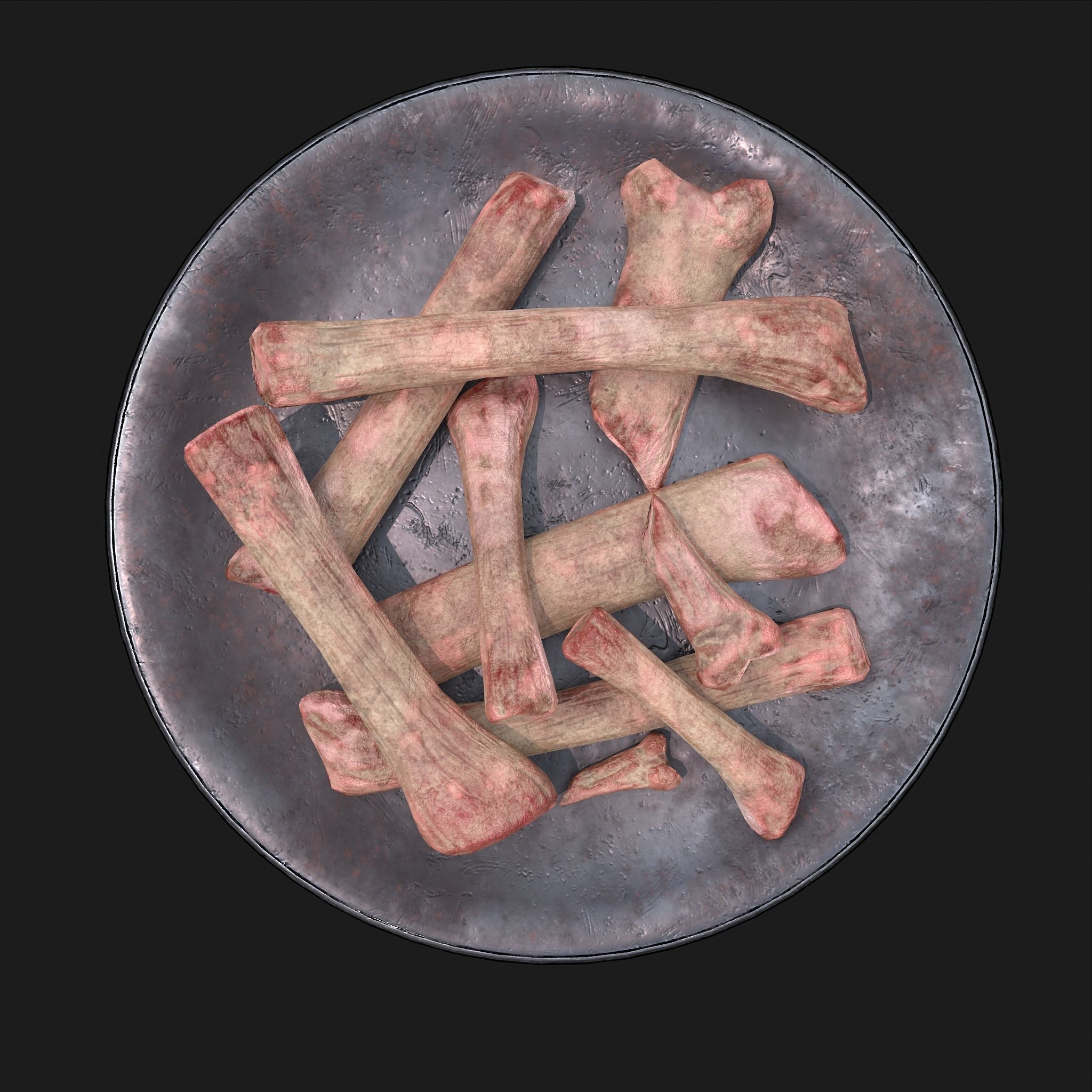 Bones on Plate Low-poly 3D model_21