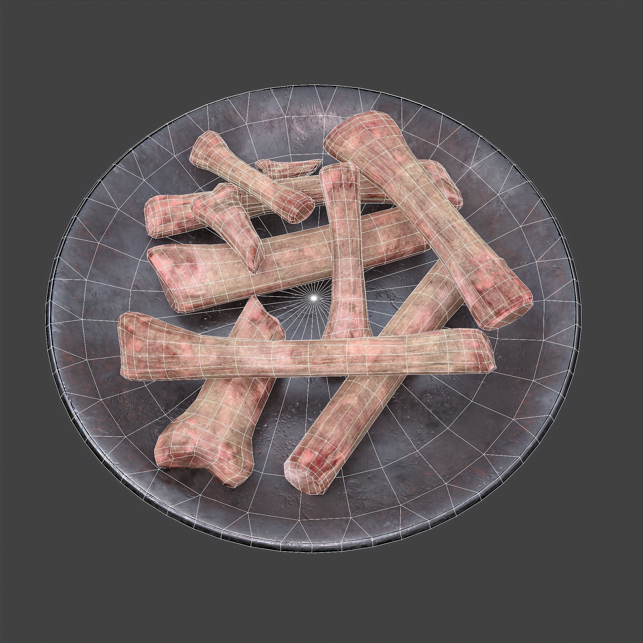 Bones on Plate Low-poly 3D model_43