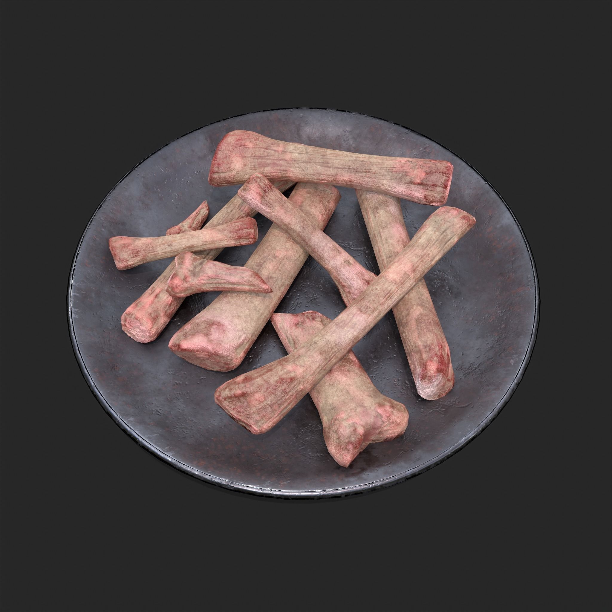Bones on Plate Low-poly 3D model_16