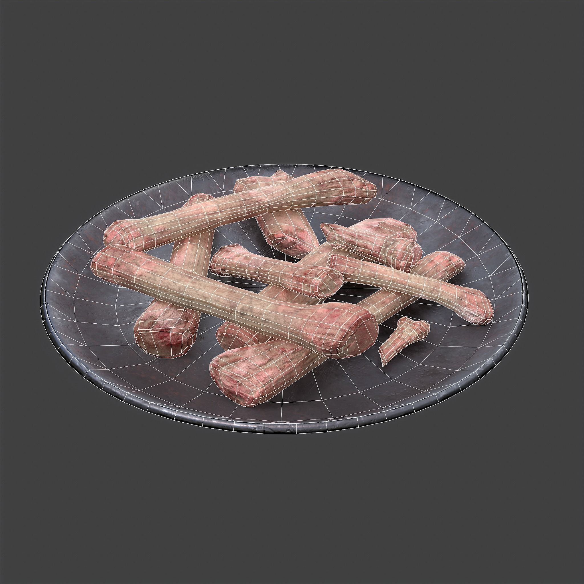 Bones on Plate Low-poly 3D model_23
