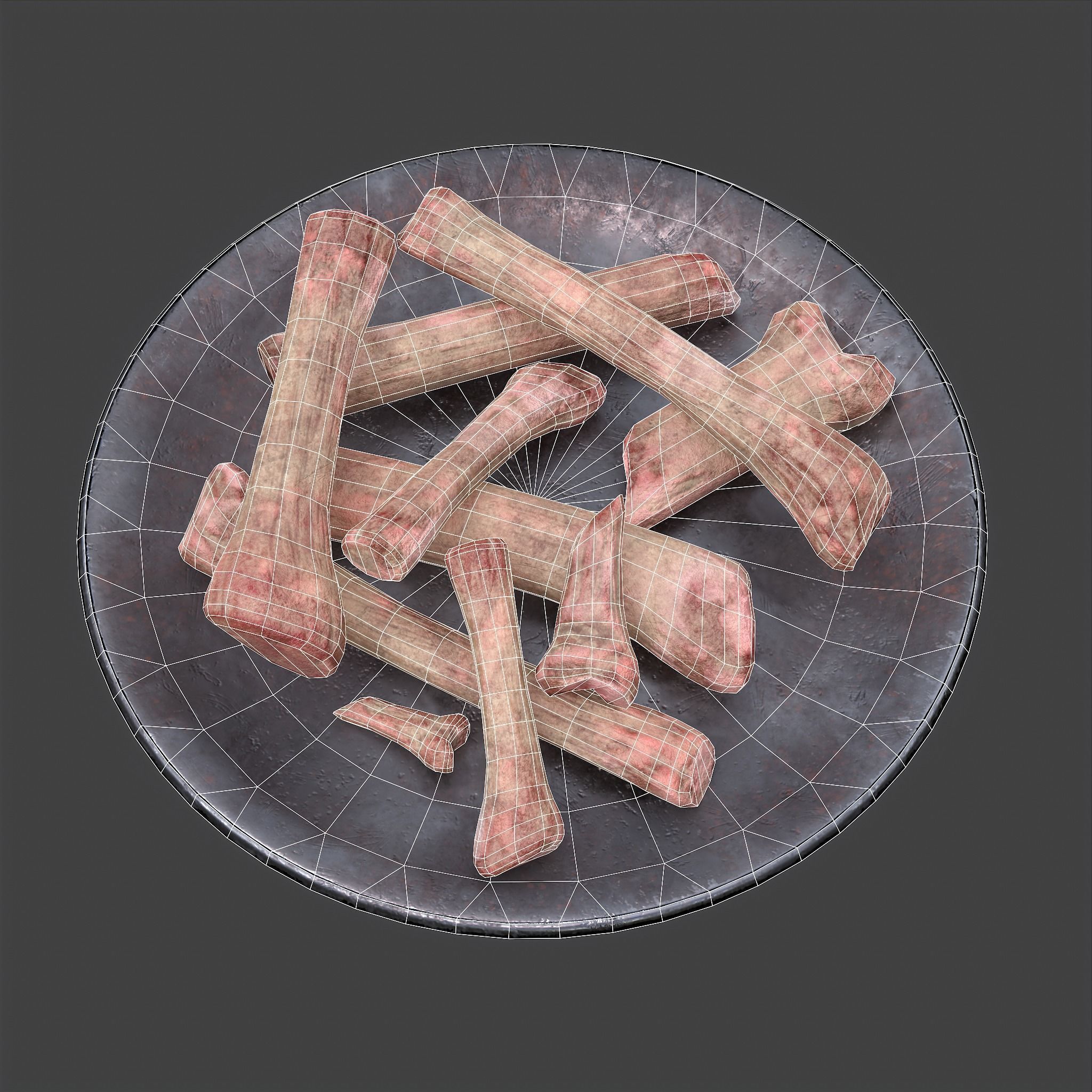 Bones on Plate Low-poly 3D model_39