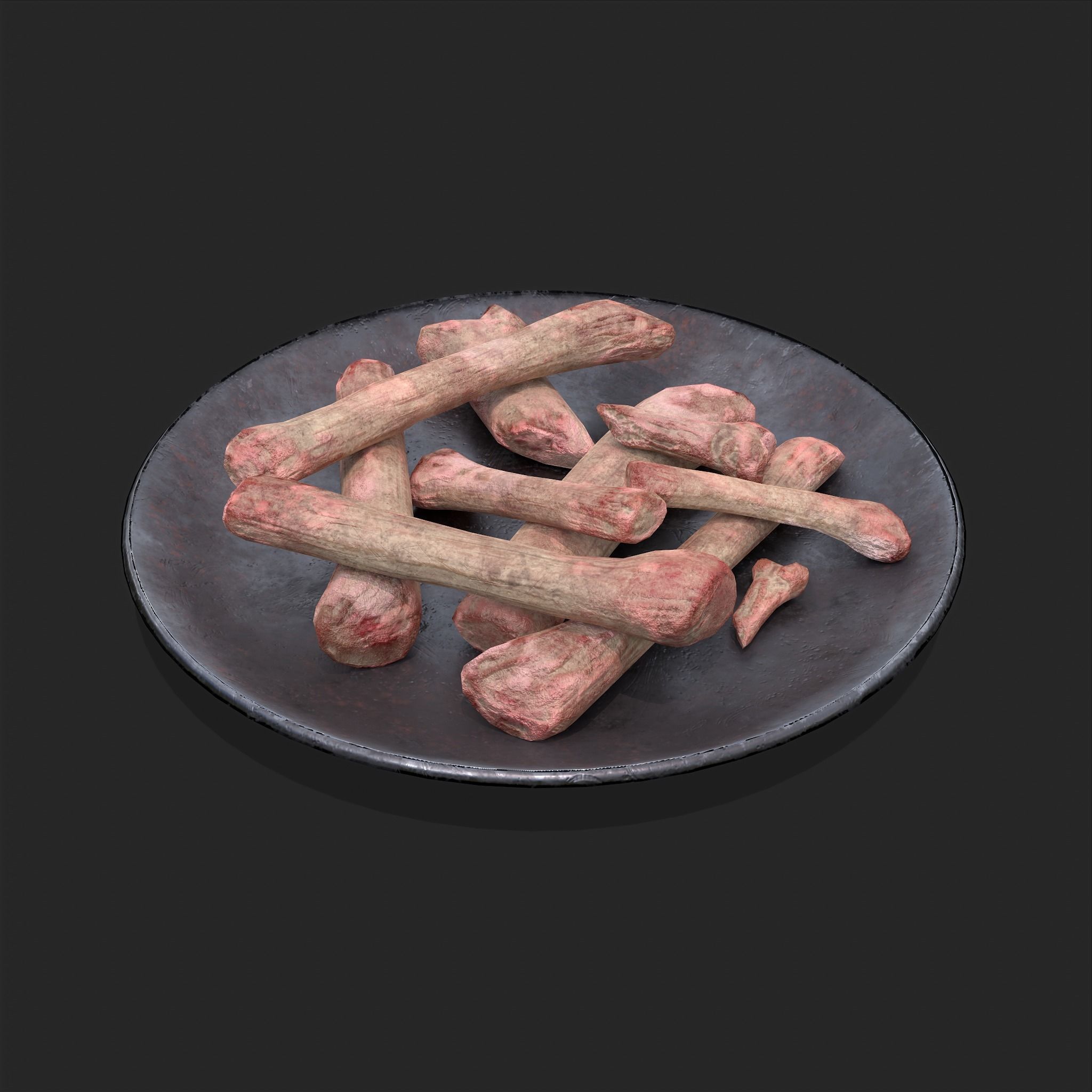 Bones on Plate Low-poly 3D model_10