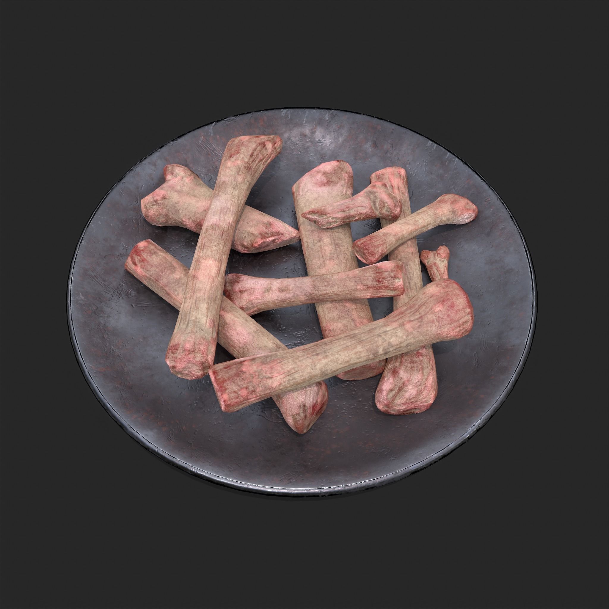 Bones on Plate Low-poly 3D model_19