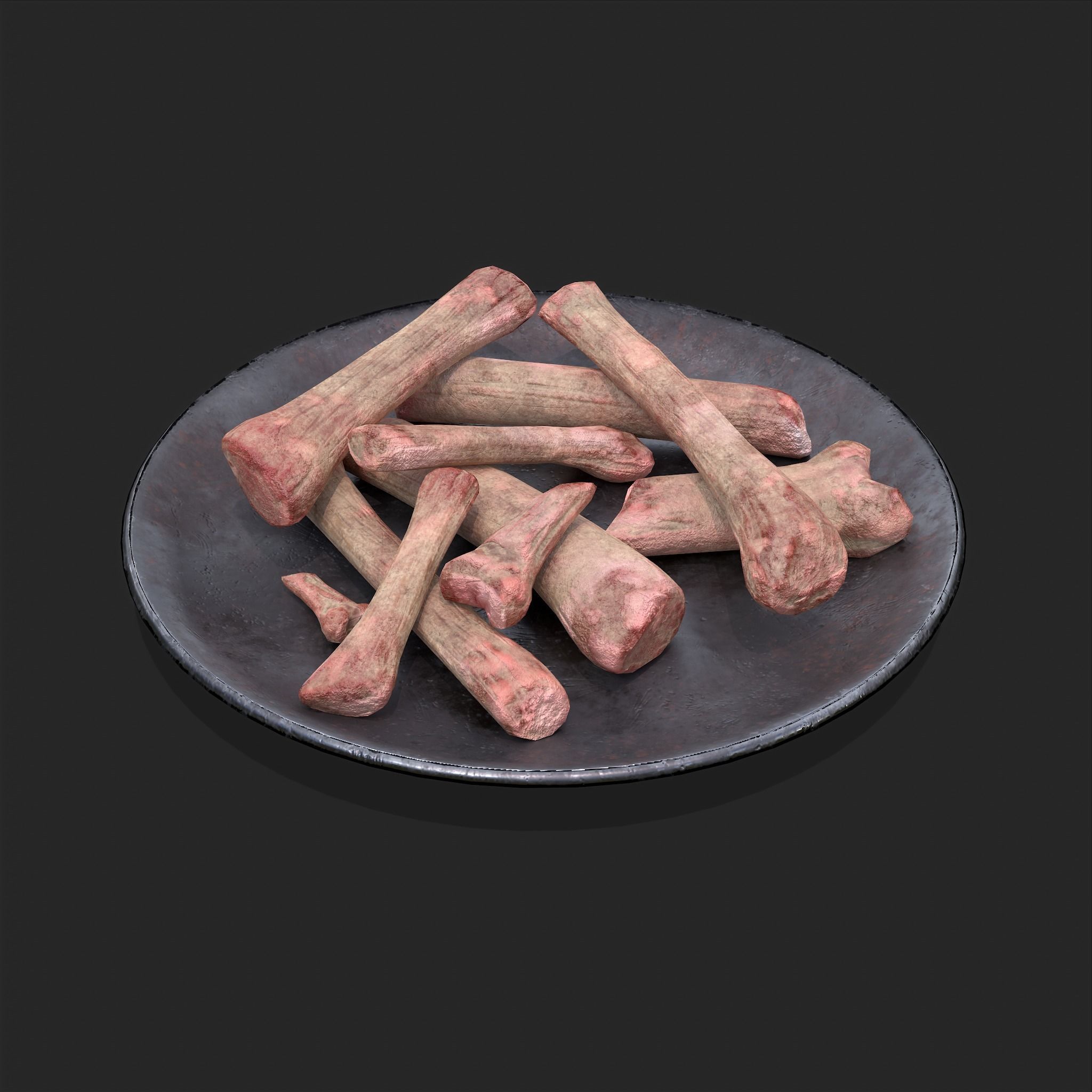 Bones on Plate Low-poly 3D model_7