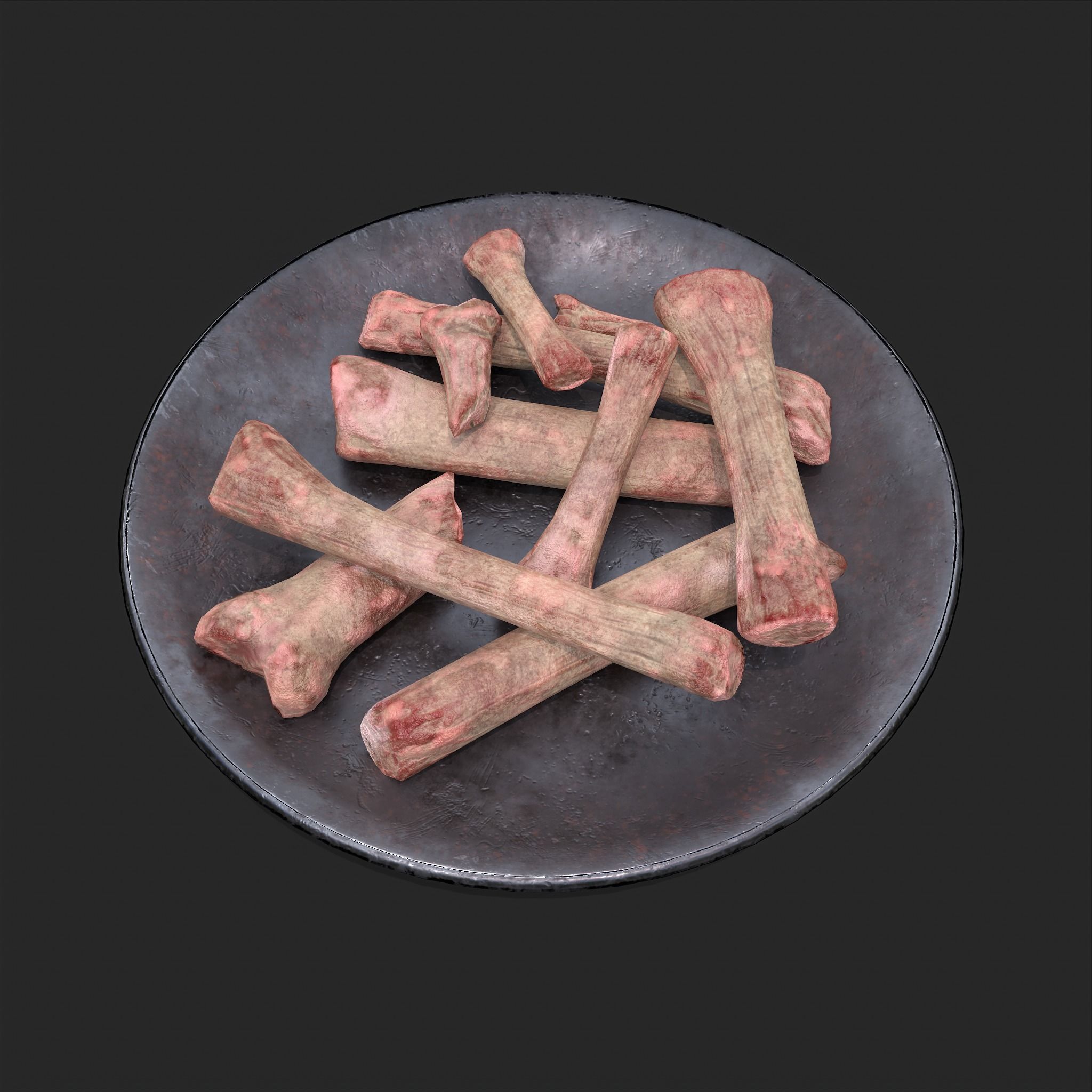 Bones on Plate Low-poly 3D model_17