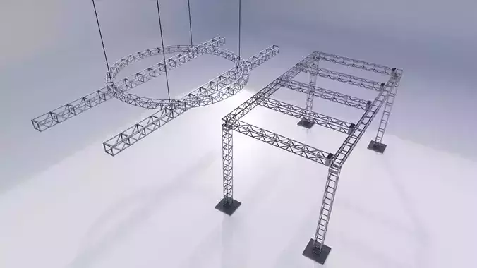 Truss Set metal structure Low-poly 3D model