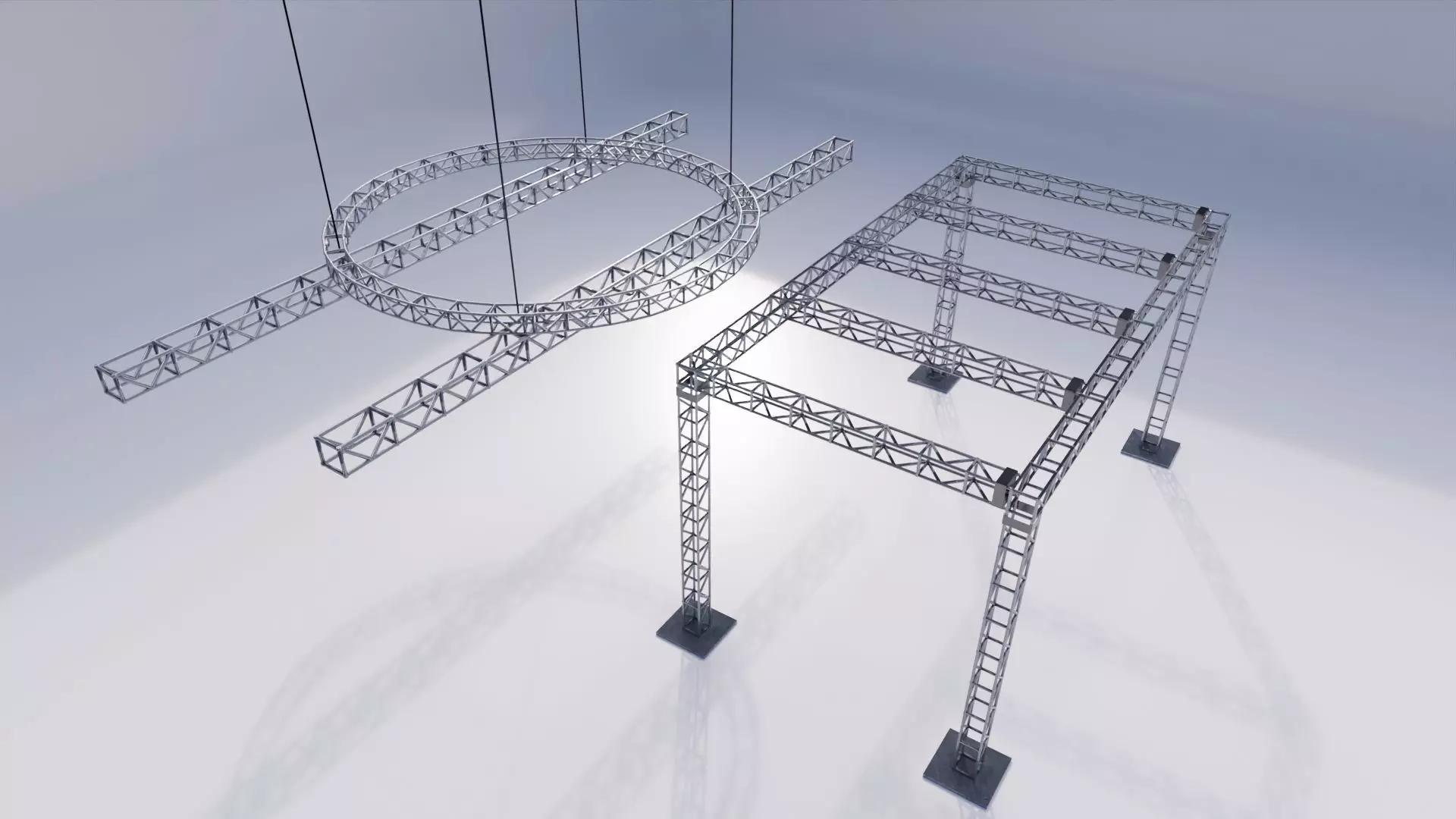 Truss Set metal structure Low-poly 3D model