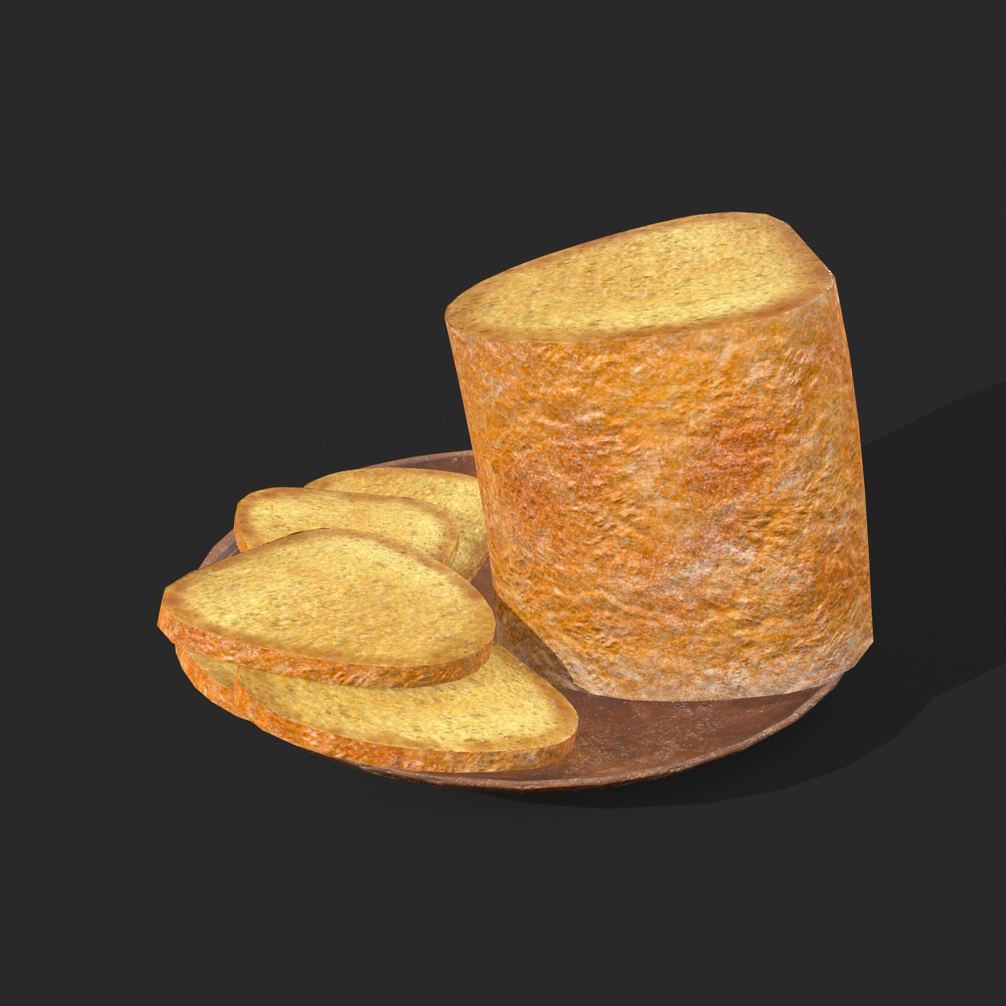 Bread Slices Dish Free low-poly 3D model_8
