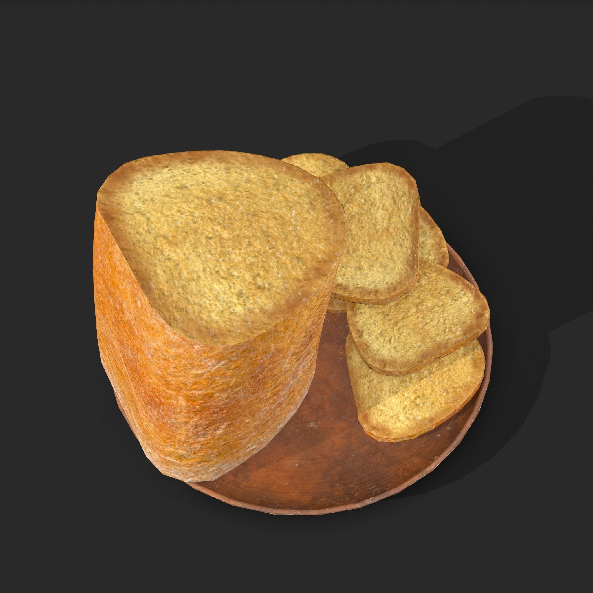 Bread Slices Dish Free low-poly 3D model_17