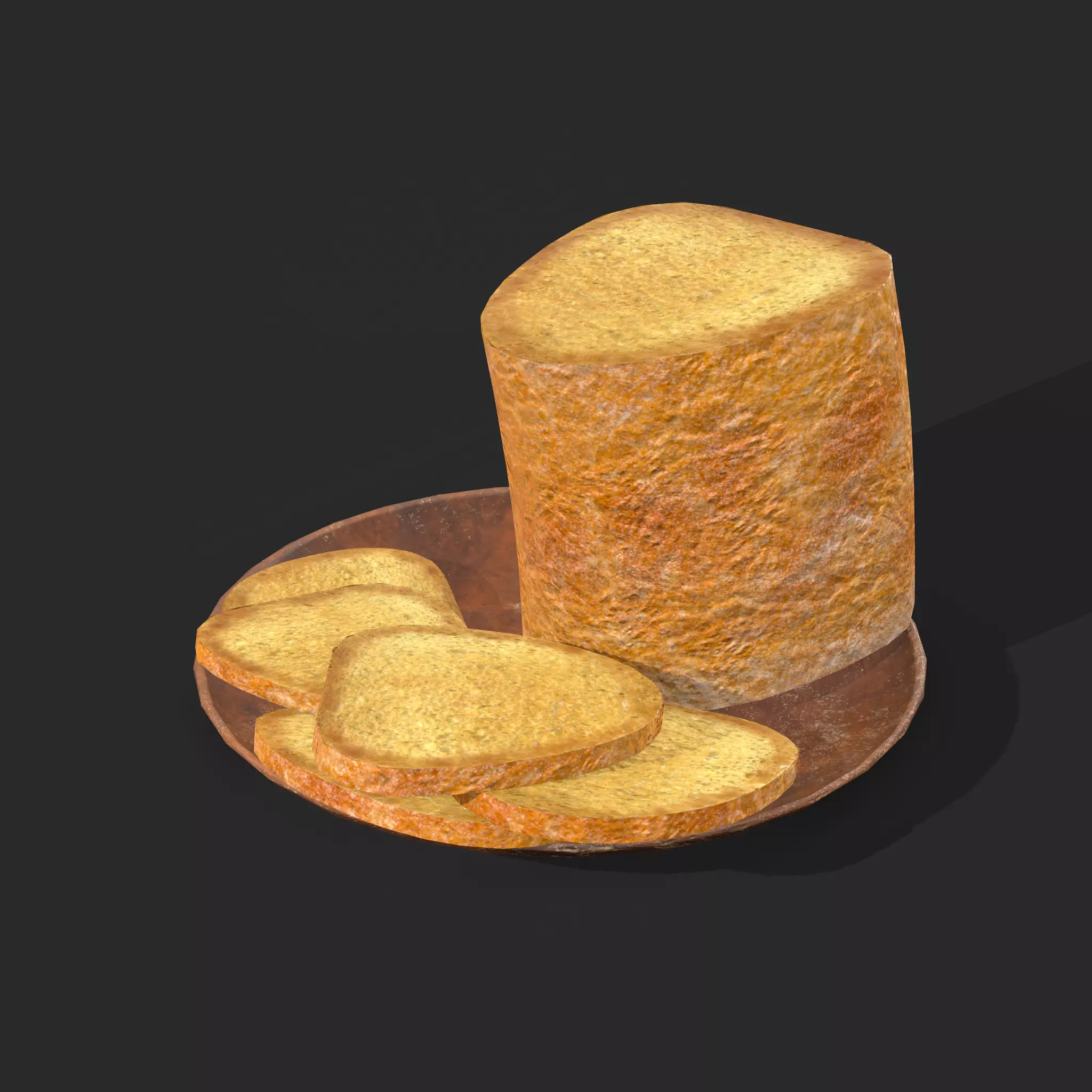 Bread Slices Dish Free low-poly 3D model_0