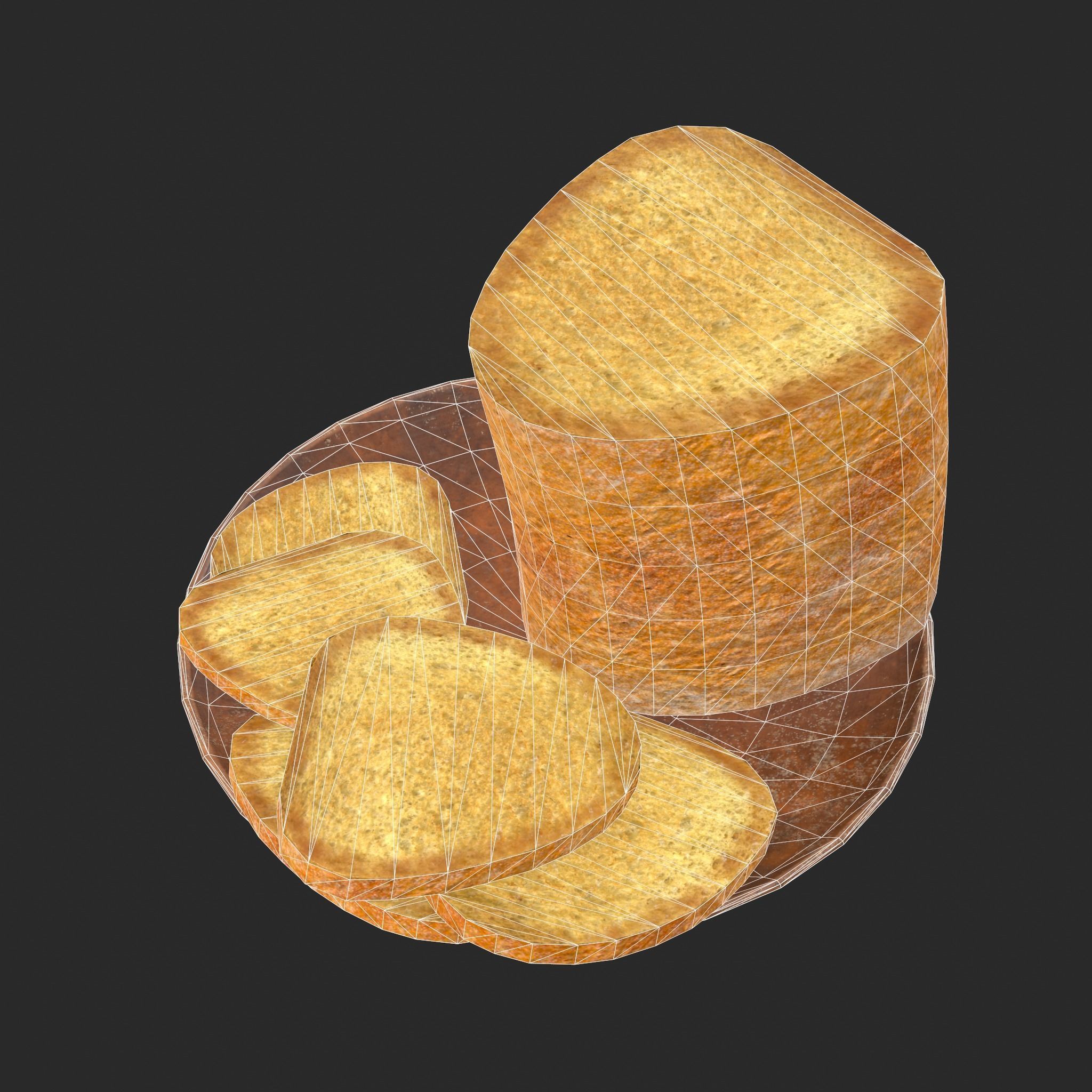 Bread Slices Dish Free low-poly 3D model_35
