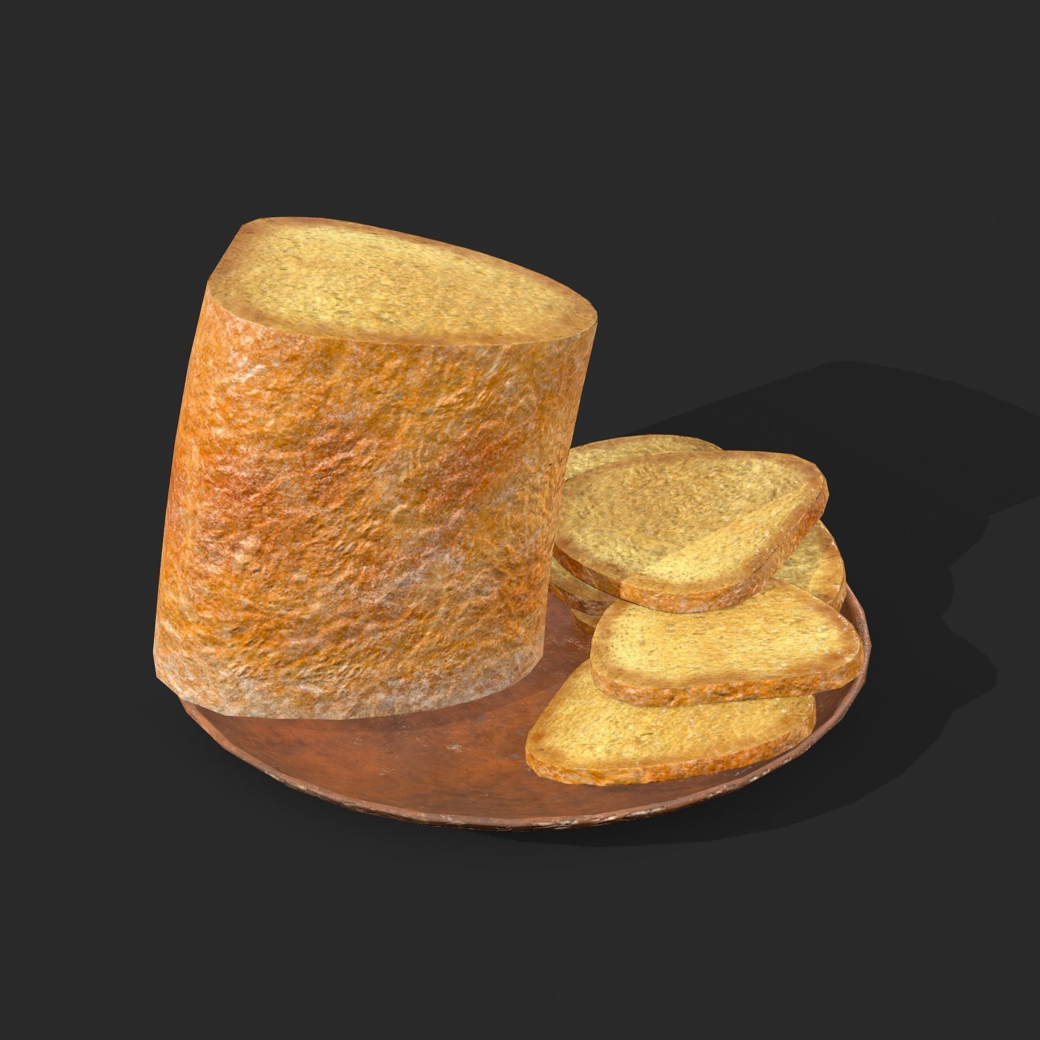 Bread Slices Dish Free low-poly 3D model_2