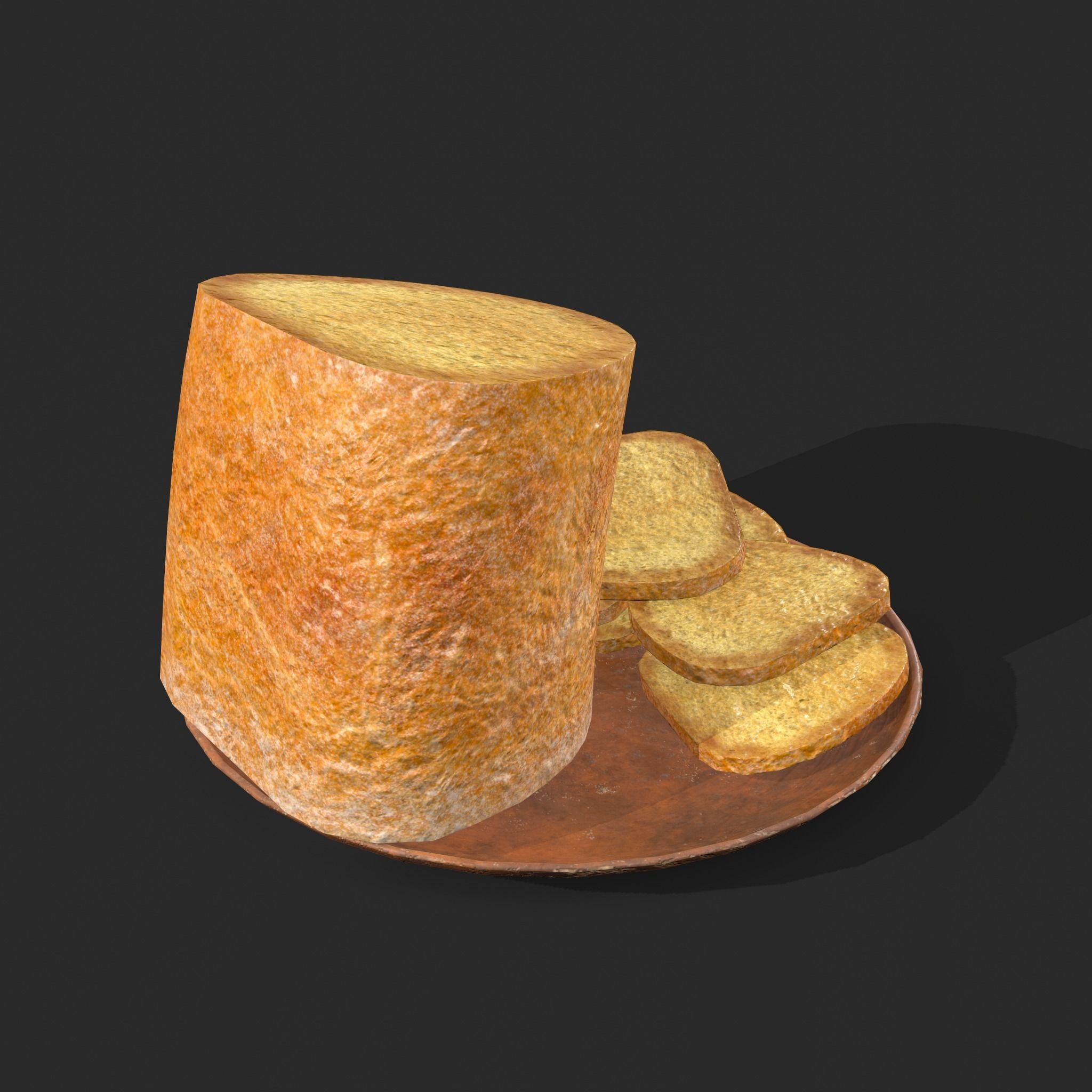 Bread Slices Dish Free low-poly 3D model_4