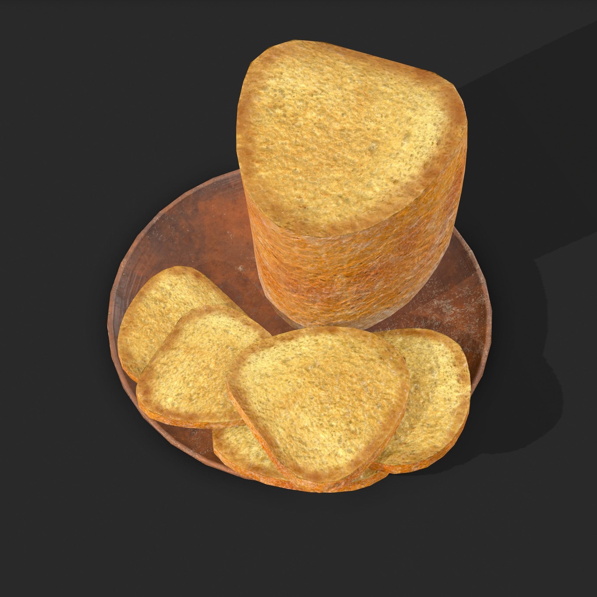 Bread Slices Dish Free low-poly 3D model_21