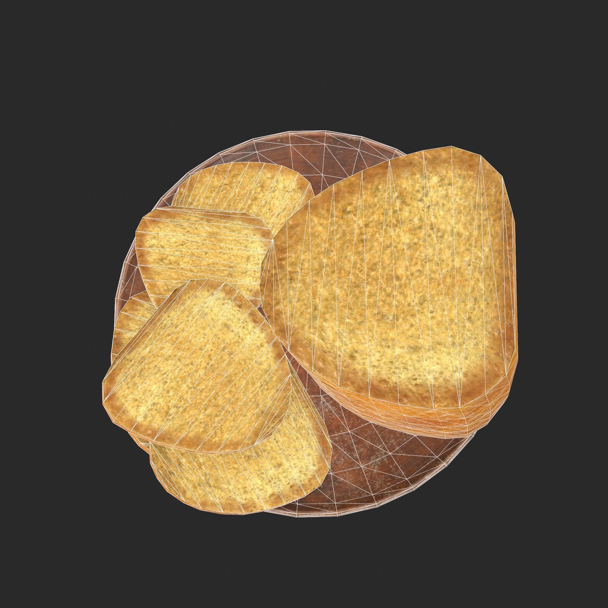 Bread Slices Dish Free low-poly 3D model_31
