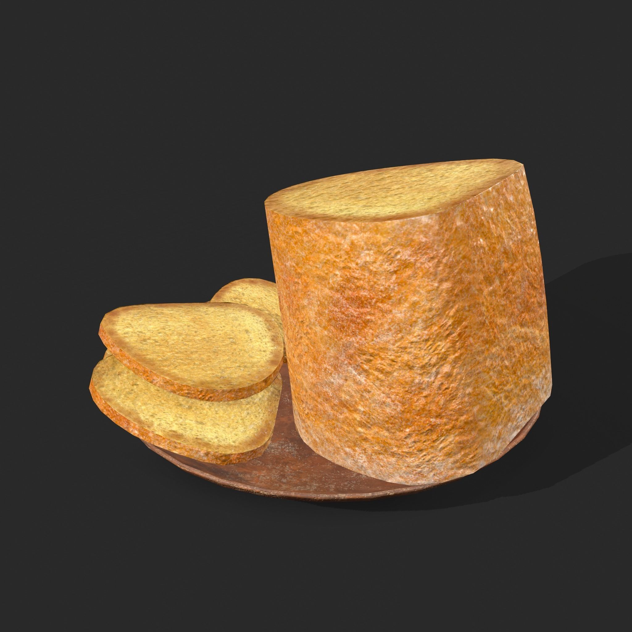 Bread Slices Dish Free low-poly 3D model_7