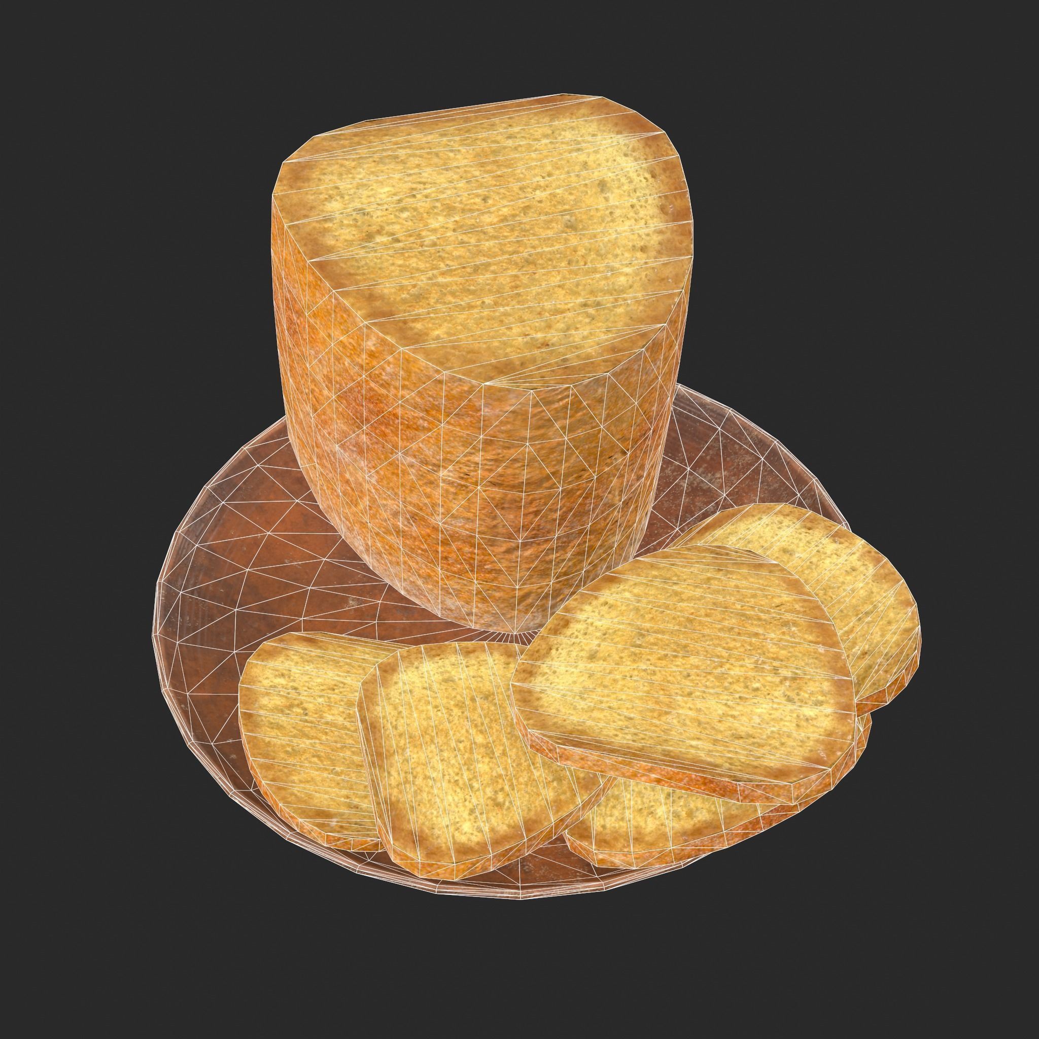 Bread Slices Dish Free low-poly 3D model_47