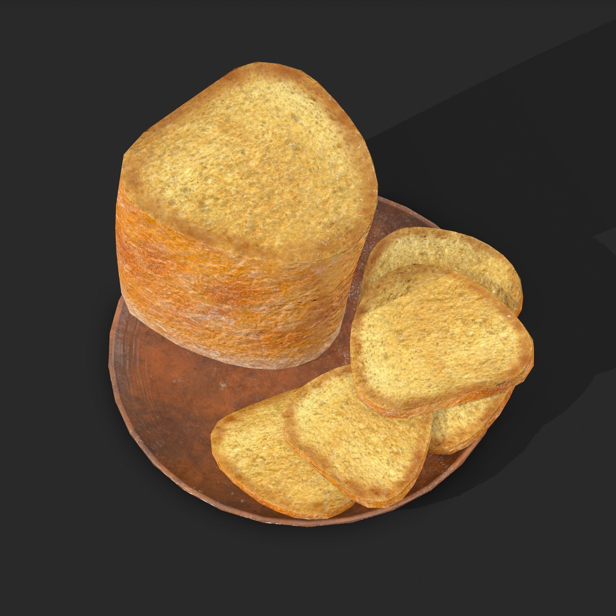 Bread Slices Dish Free low-poly 3D model_13