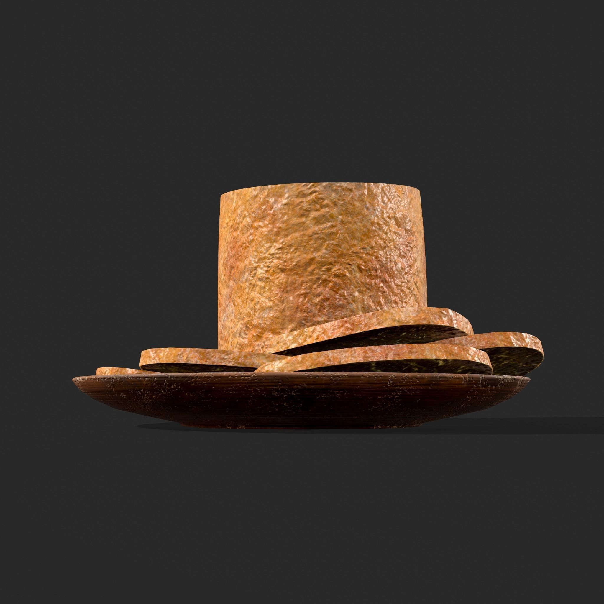 Bread Slices Dish Free low-poly 3D model_11