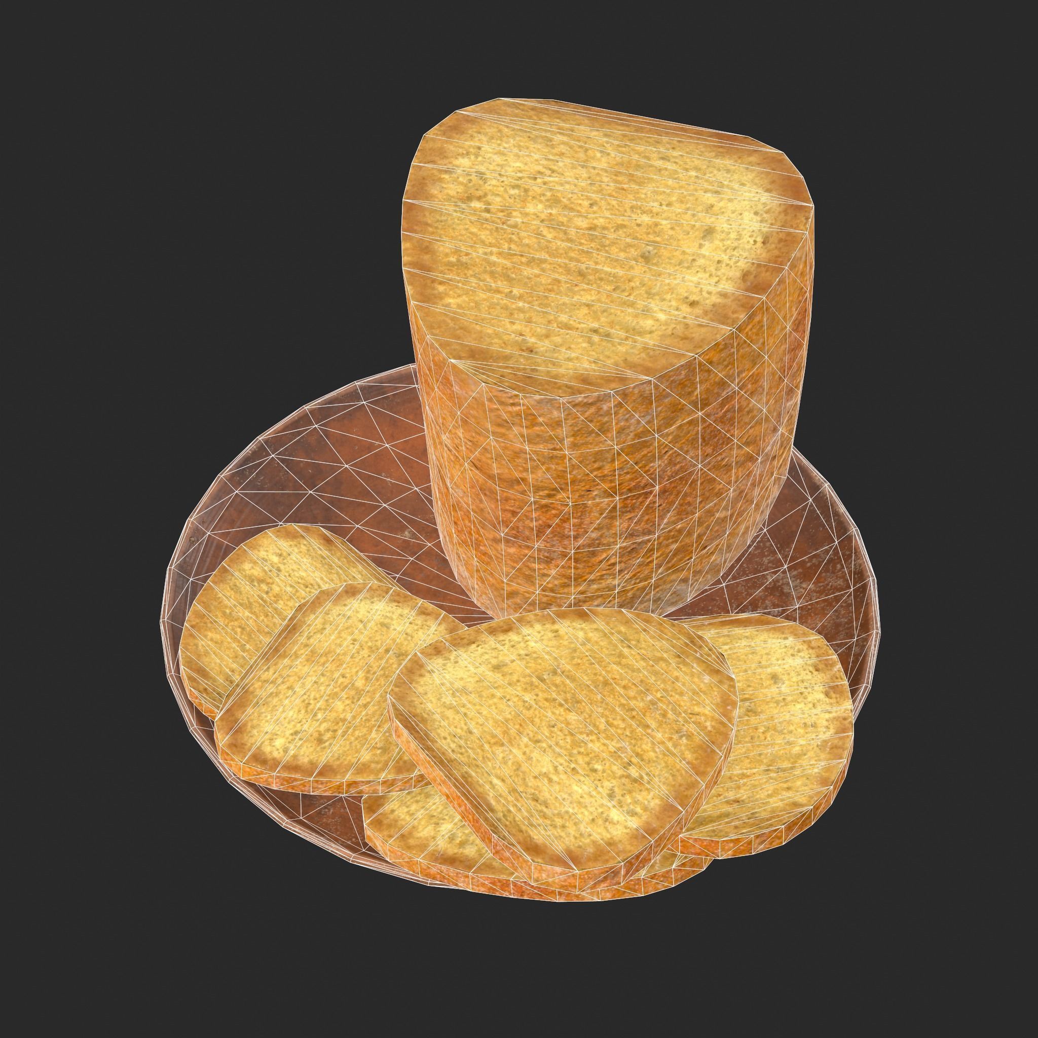 Bread Slices Dish Free low-poly 3D model_34