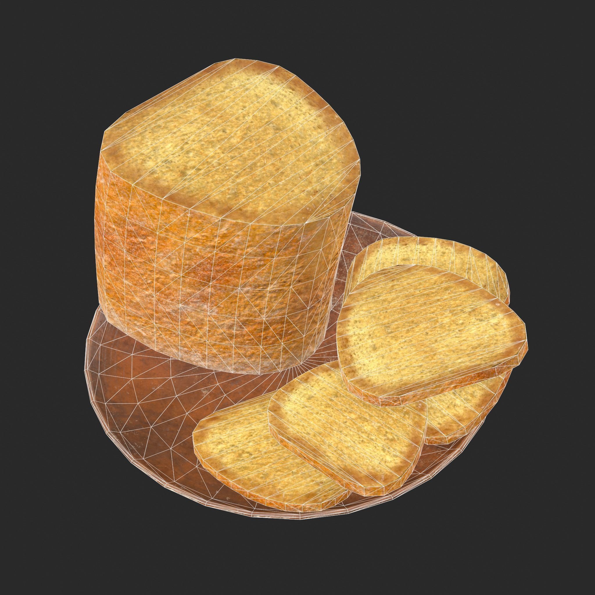 Bread Slices Dish Free low-poly 3D model_27