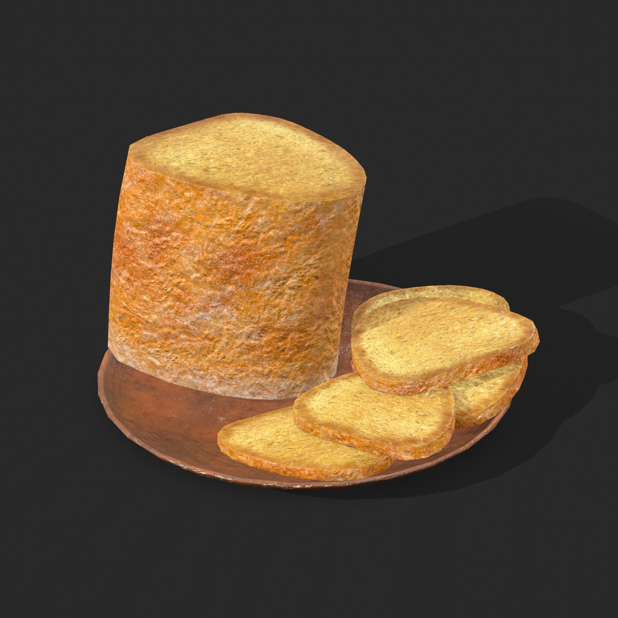 Bread Slices Dish Free low-poly 3D model_26