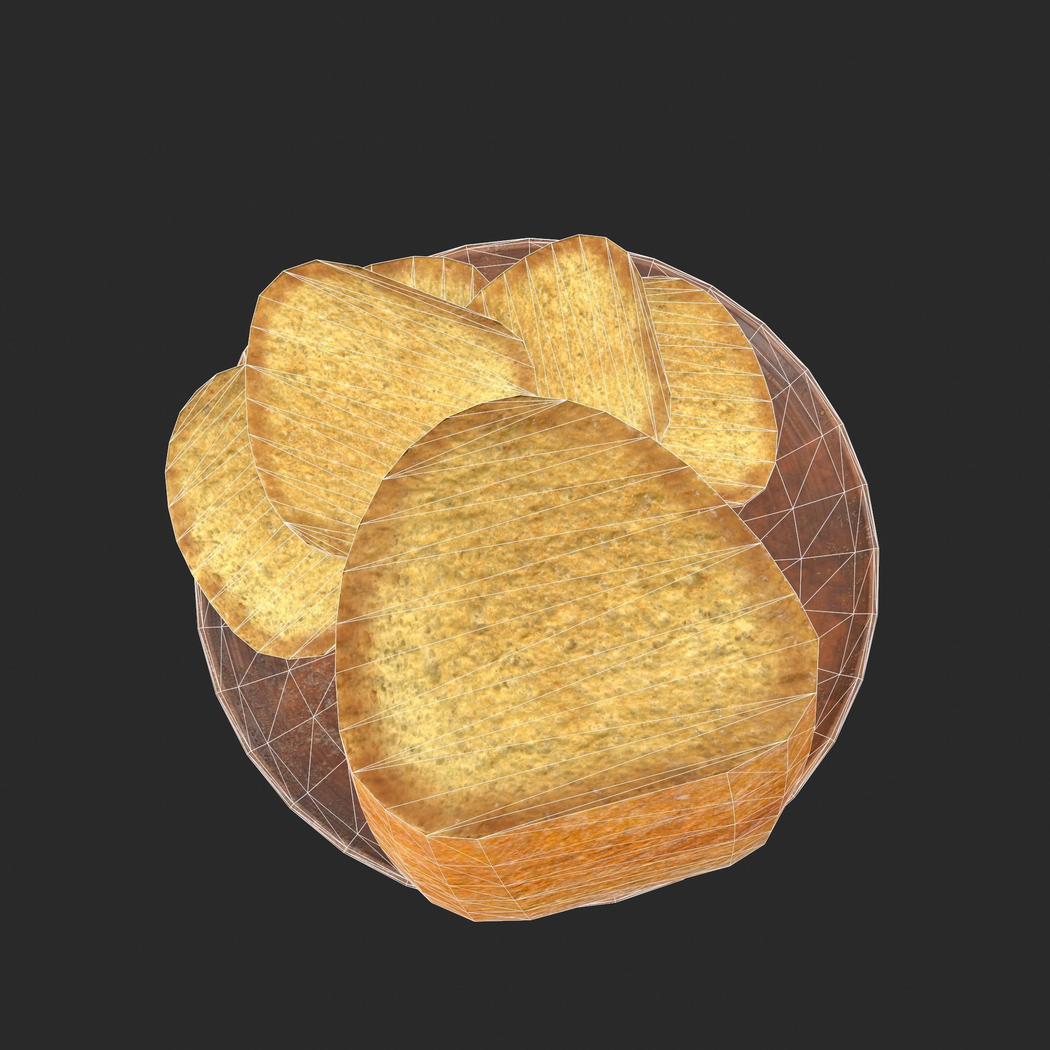 Bread Slices Dish Free low-poly 3D model_29