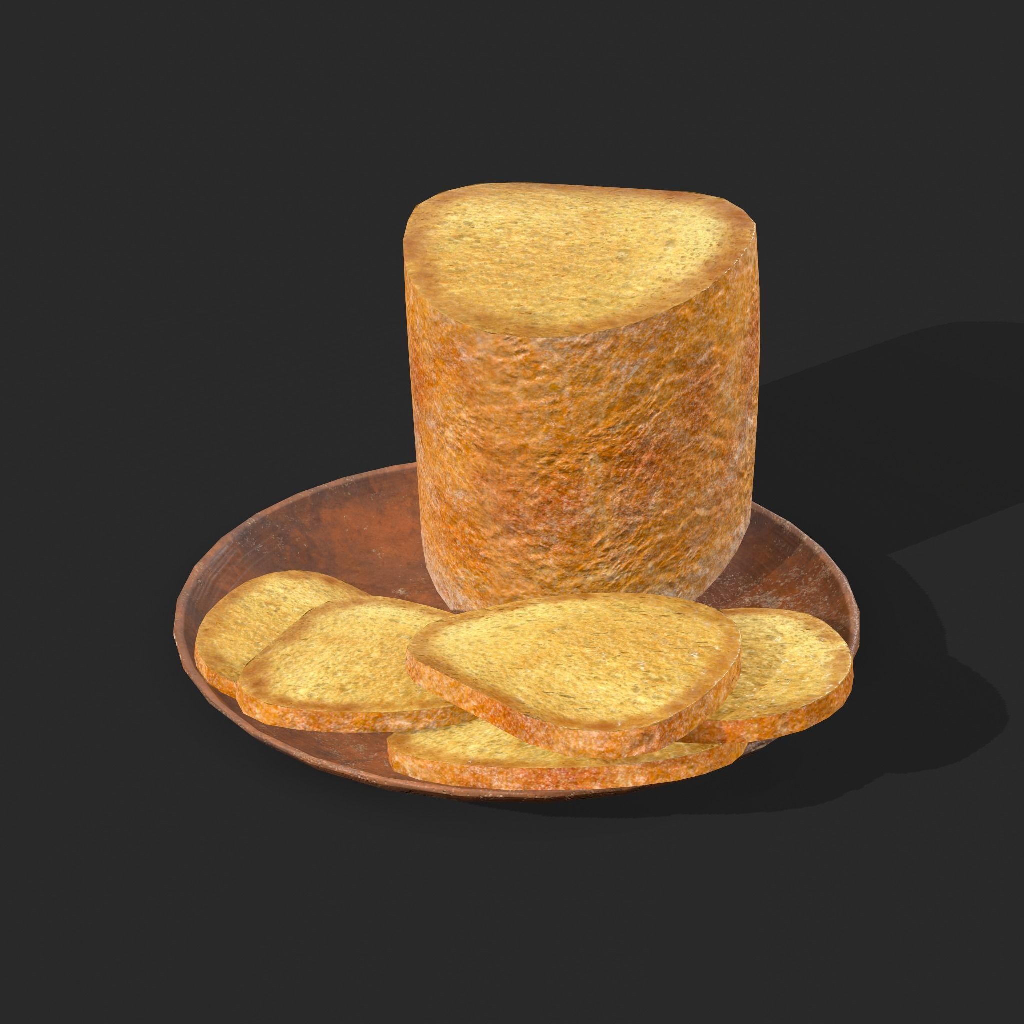 Bread Slices Dish Free low-poly 3D model_9