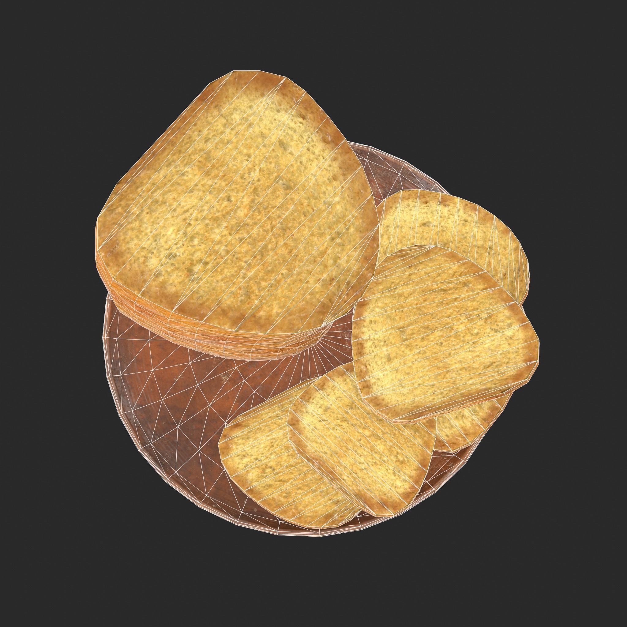 Bread Slices Dish Free low-poly 3D model_32