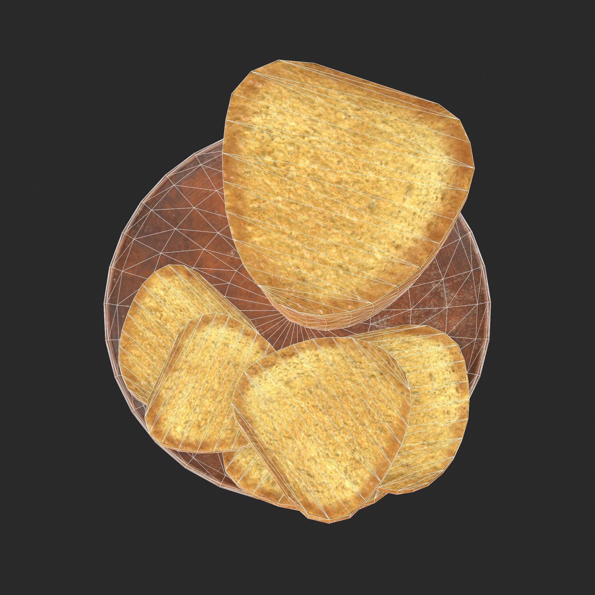Bread Slices Dish Free low-poly 3D model_37