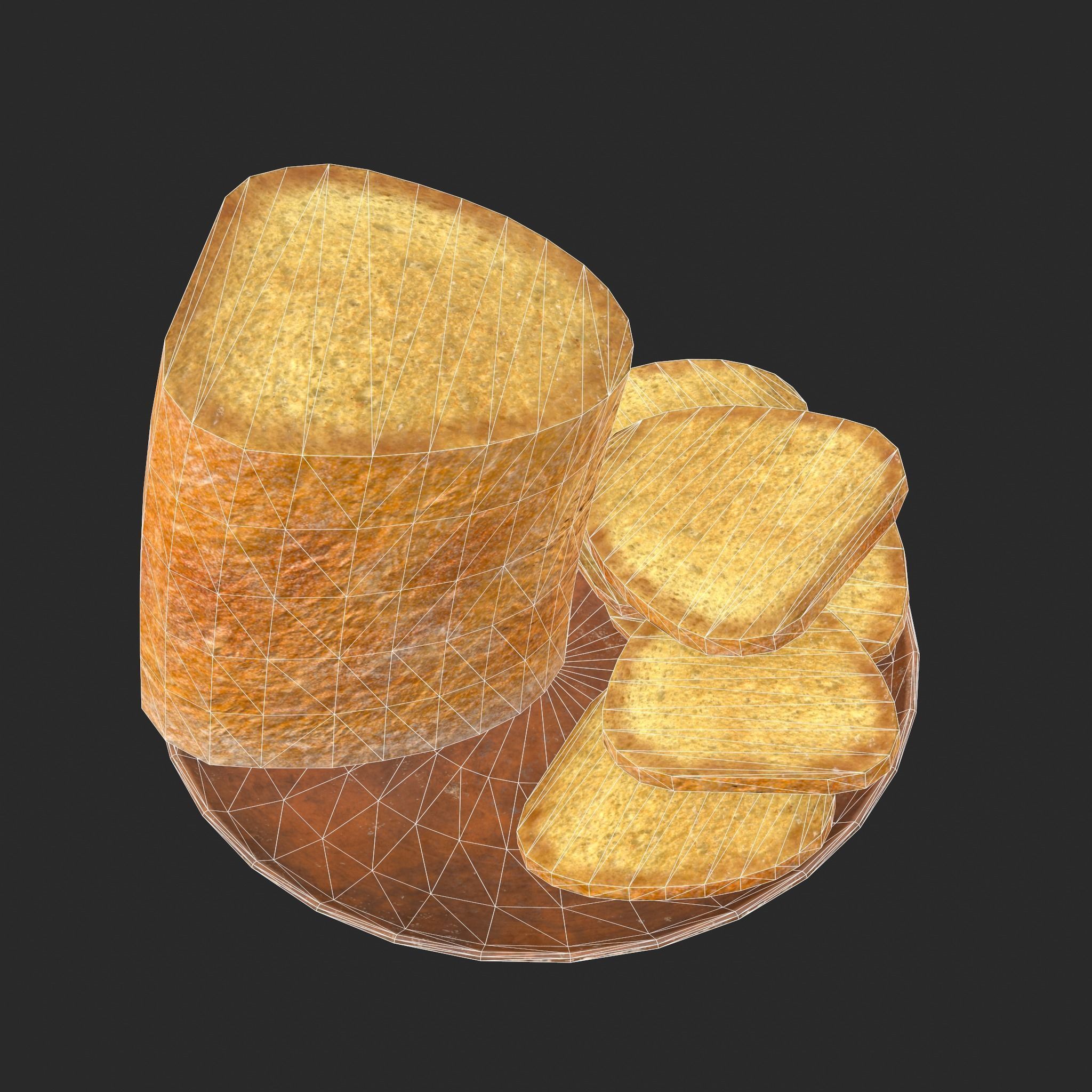 Bread Slices Dish Free low-poly 3D model_28