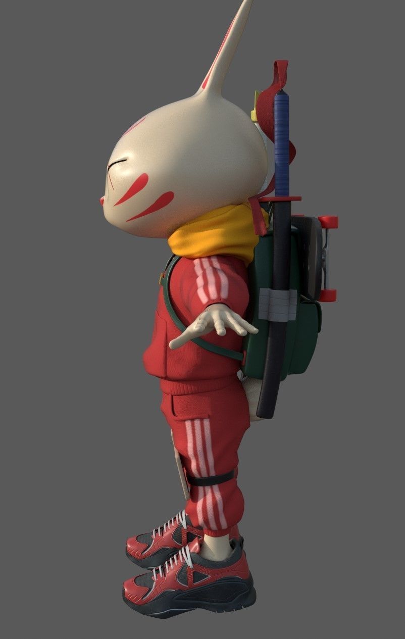 Rabbit ninja character 3D model_2