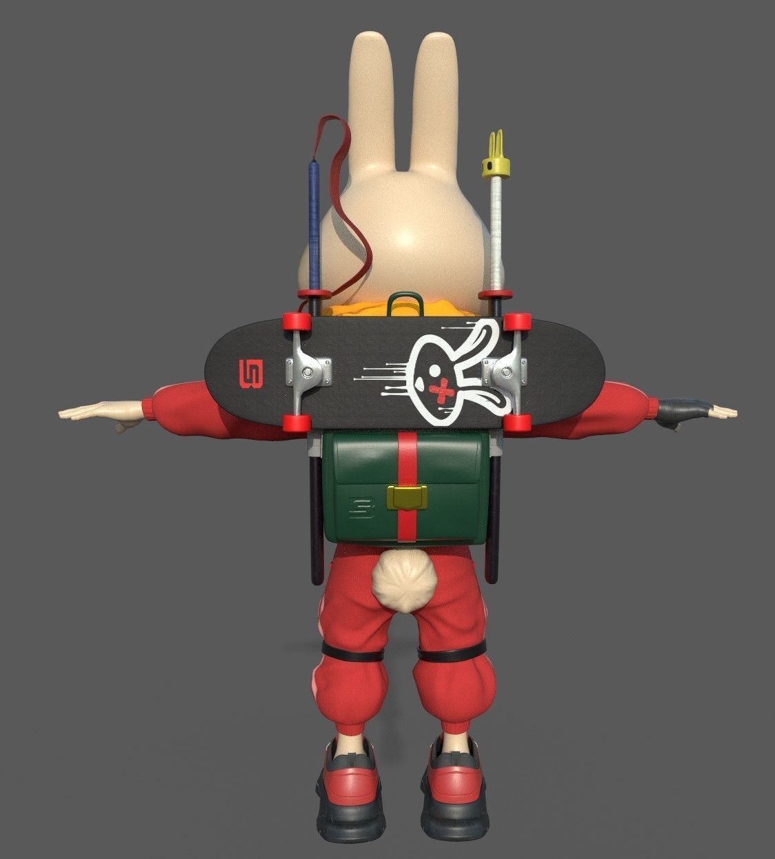 Rabbit ninja character 3D model_3