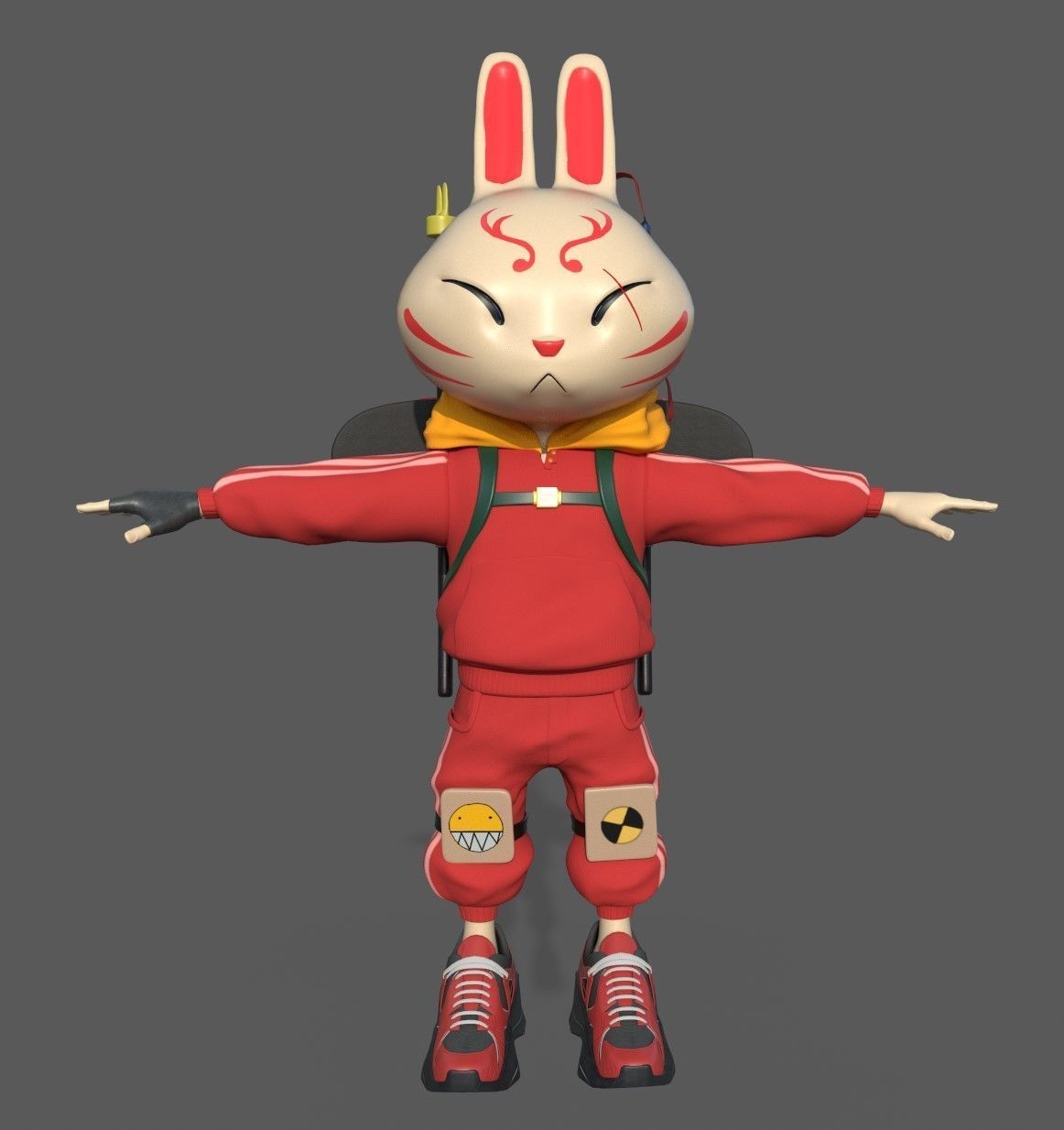 Rabbit ninja character 3D model_1