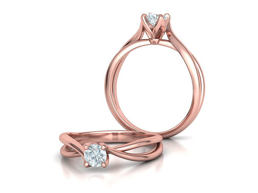 Solitaire Promise Ring Twisted Shank design 3dmodel 3D print model_1