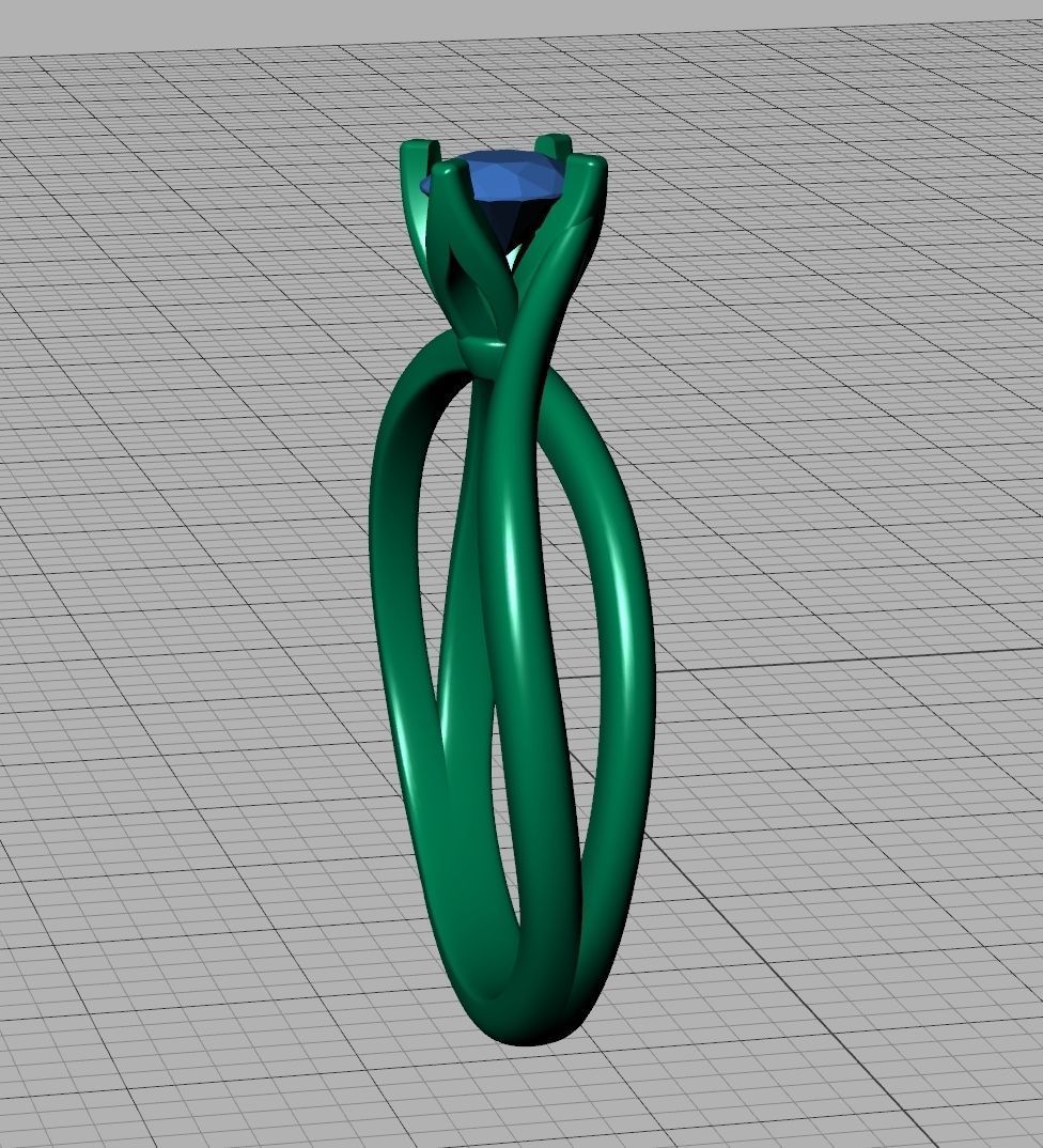 Solitaire Promise Ring Twisted Shank design 3dmodel 3D print model_24