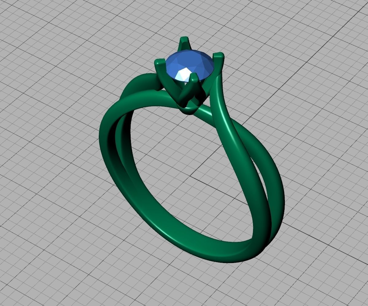 Solitaire Promise Ring Twisted Shank design 3dmodel 3D print model_25