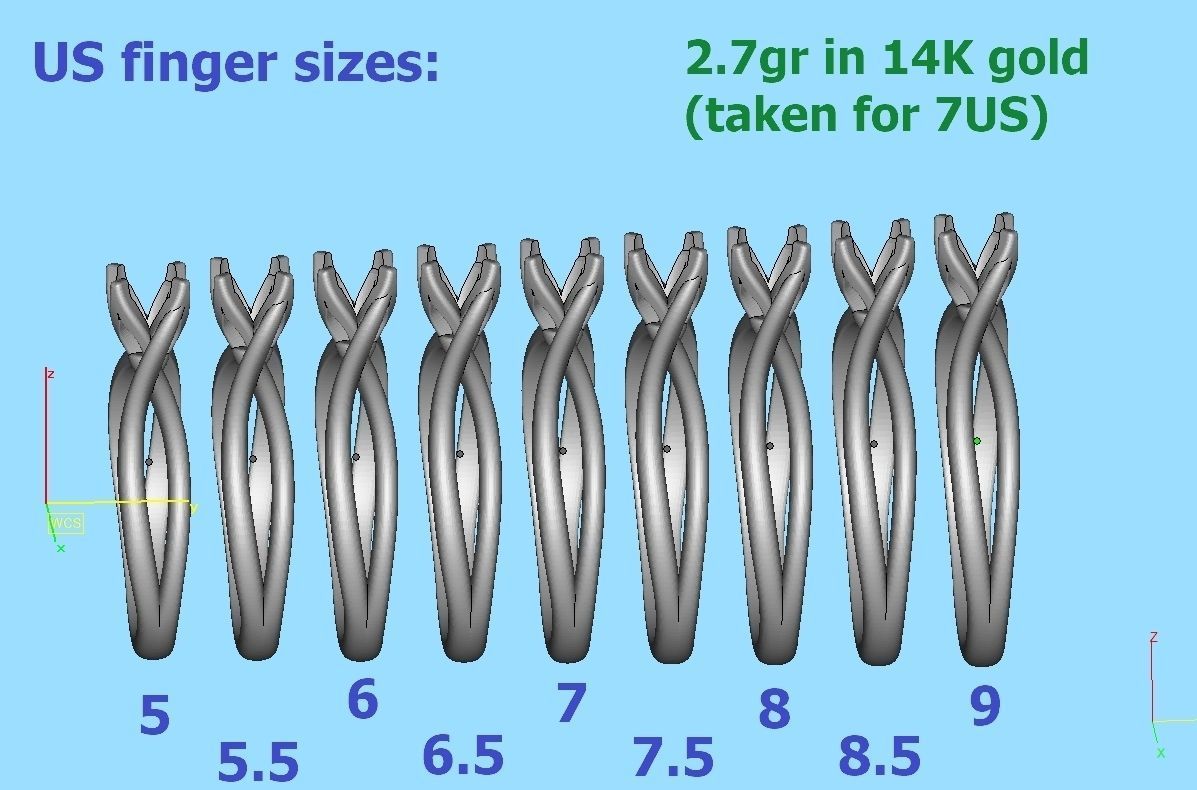 Solitaire Promise Ring Twisted Shank design 3dmodel 3D print model_7